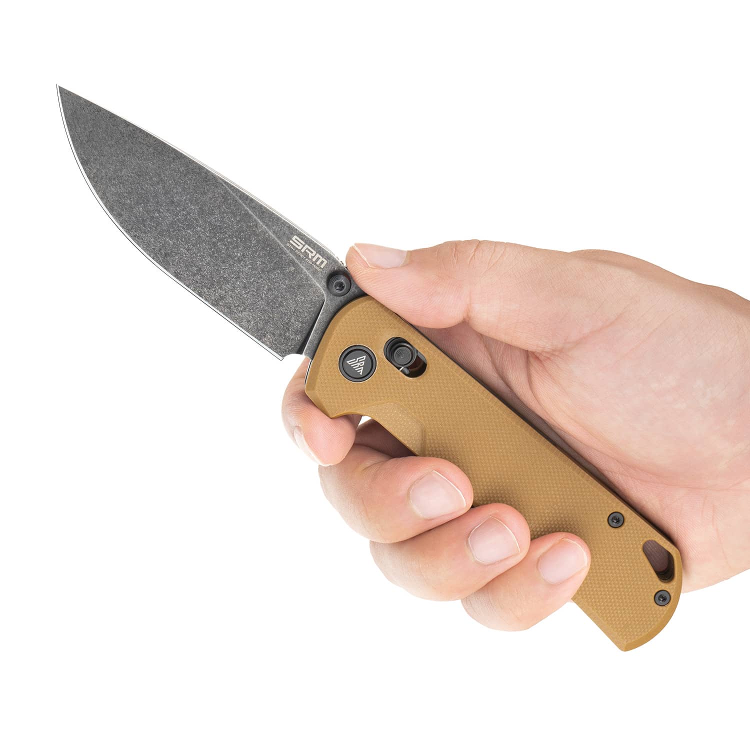 SRM EDC pocket knife 168L-GW2 | D2 blade steel and tan G10 handle