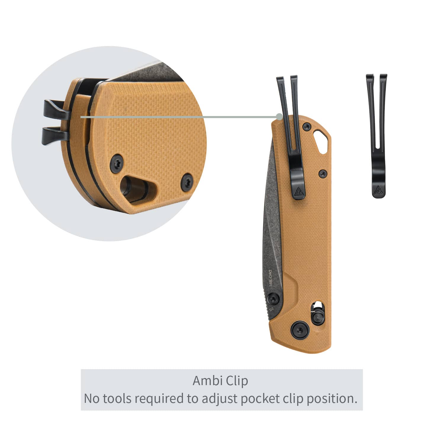 SRM EDC pocket knife 168L-GW2 | D2 blade steel and tan G10 handle