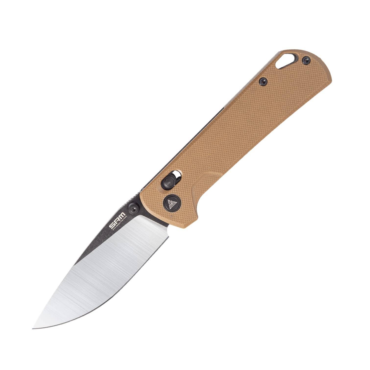 SRM EDC pocket knife 168L-GW | Tan G10 handle with ambi clip