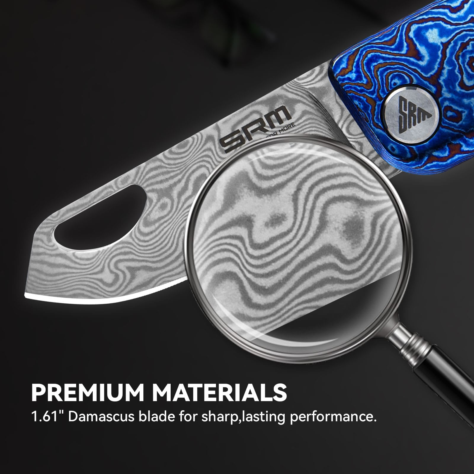 SRM 6435-TL EDC collectible knife blade material and detailed texture display