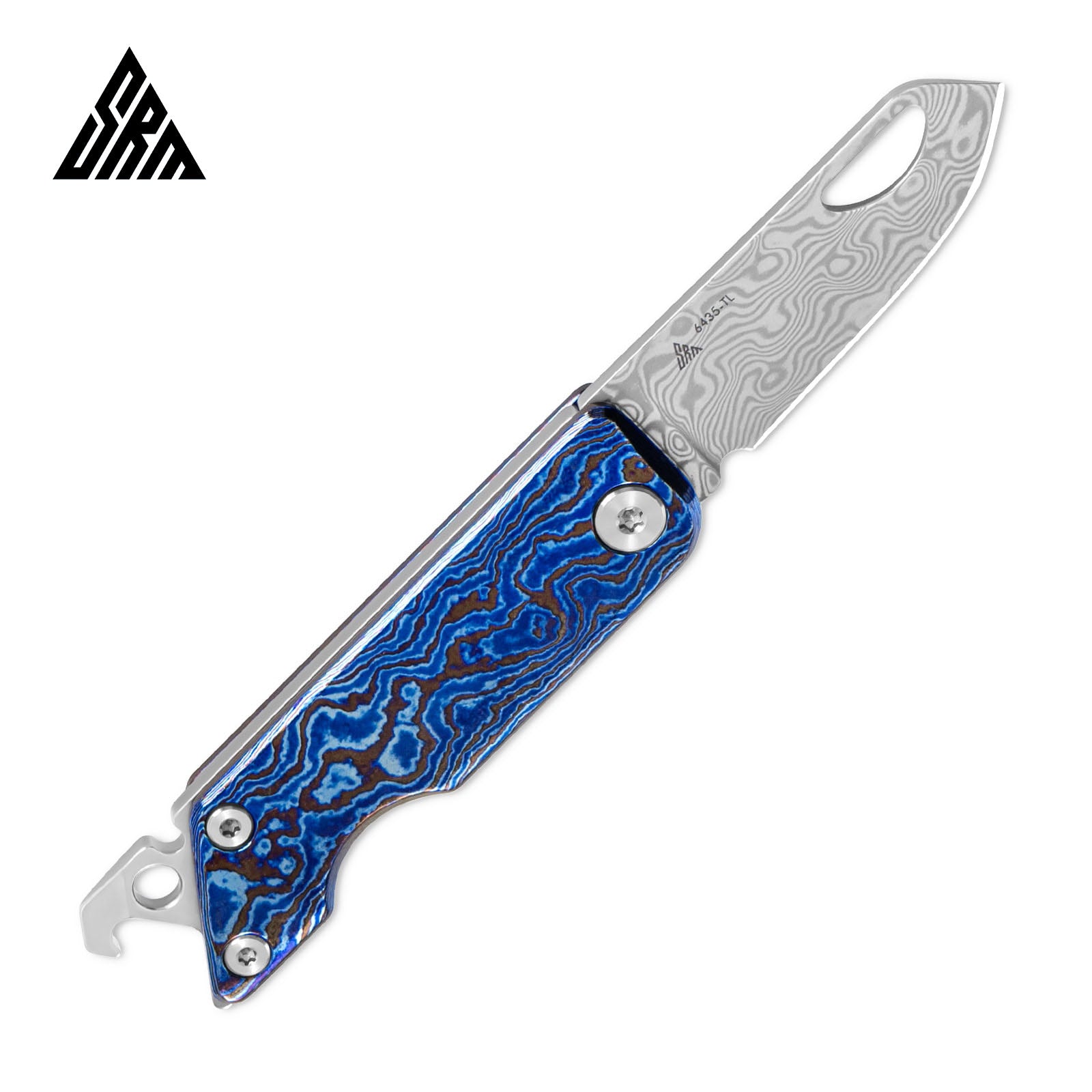 Side view of SRM 6435-TL EDC collectible knife with blade deployed