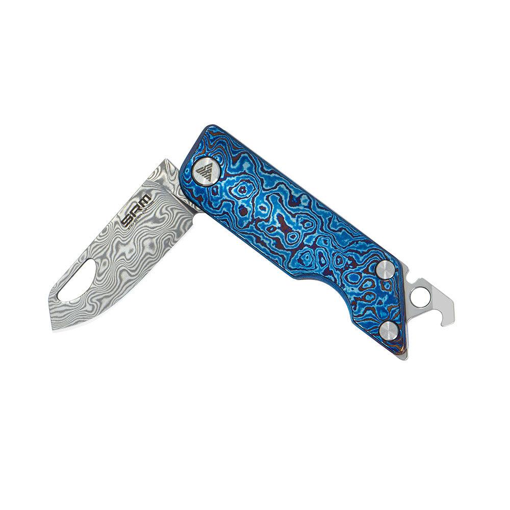 SRM Folding Pocket Tiny Knife (Damascus Blade, Titanium Handle) 6435-TL - SRM Knives