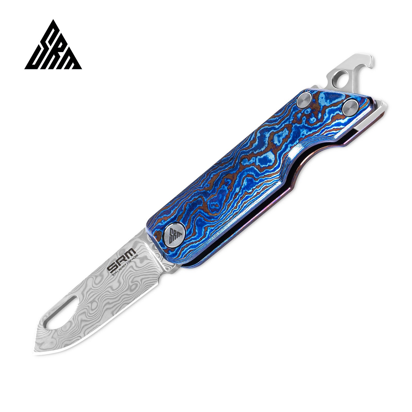 Detailed view of SRM 6435-TL EDC collectible knife handle and blade