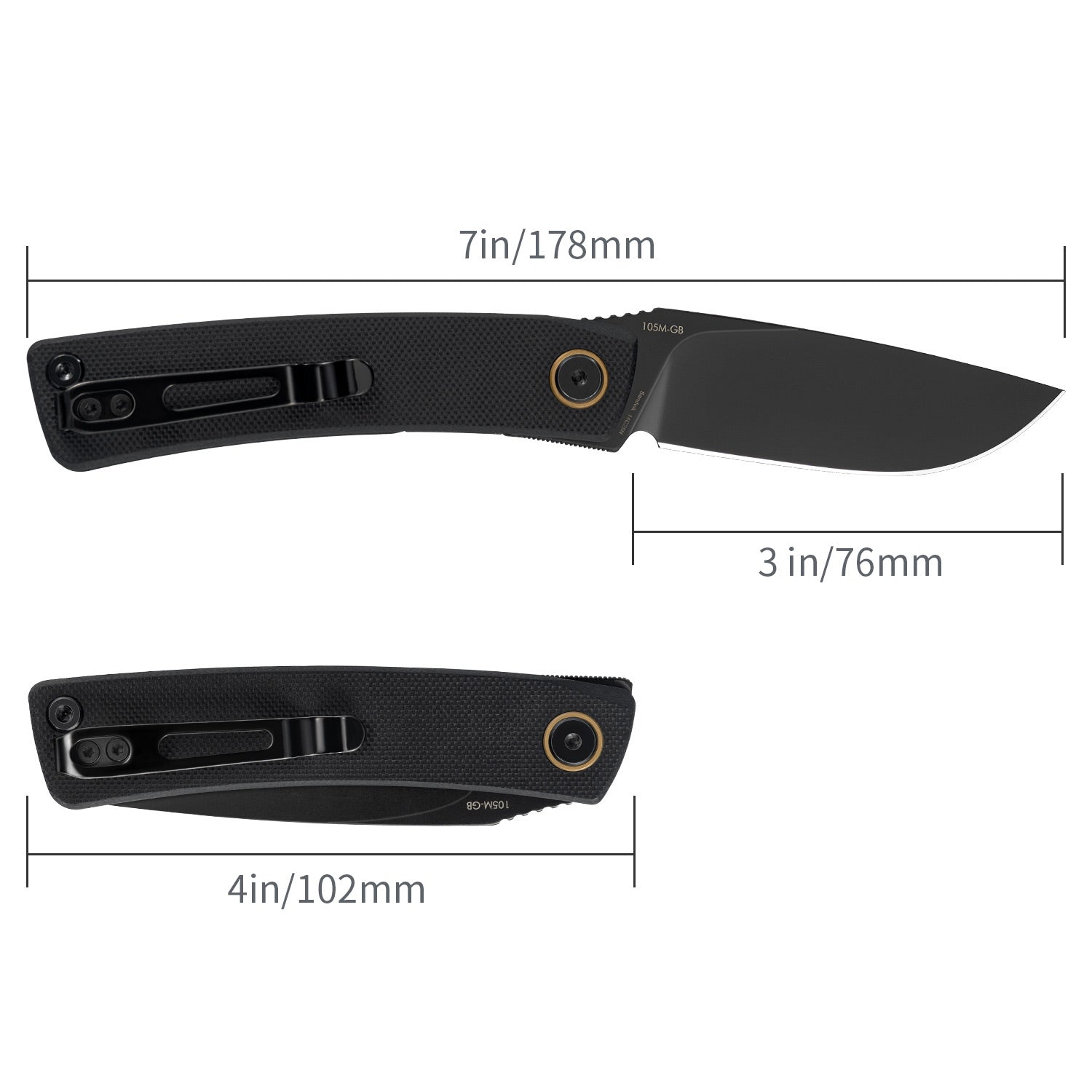 SRM EDC liner lock knife Air 105M-GB | 14C28N blade and black G10 handle