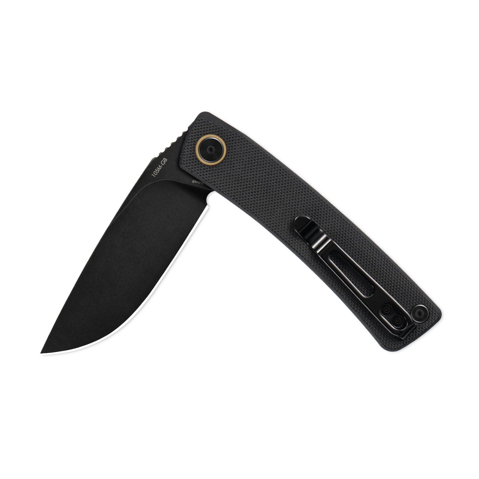 Half-folded state angle of the SRM Air 105M-GB EDC knife with blade open