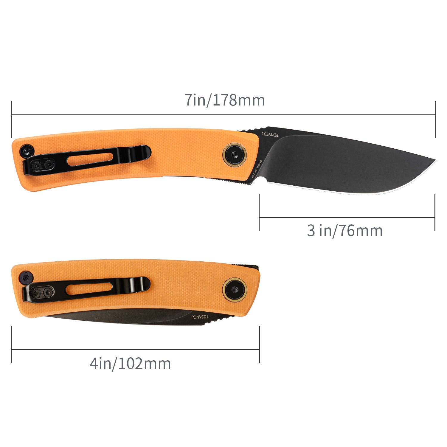 SRM EDC liner lock knife Air 105M-GJ | 14C28N blade and orange G10 handle