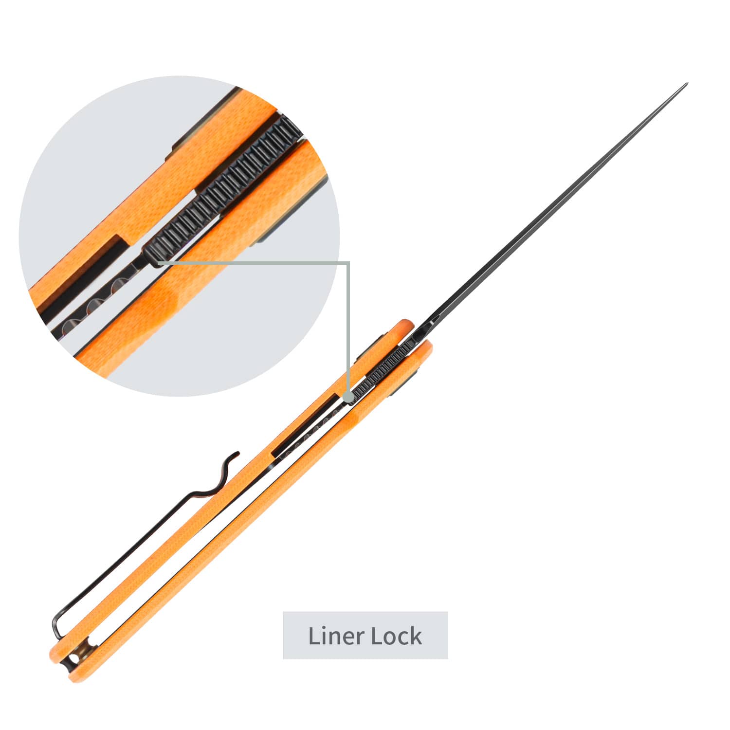 SRM EDC liner lock knife Air 105M-GJ | 14C28N blade and orange G10 handle