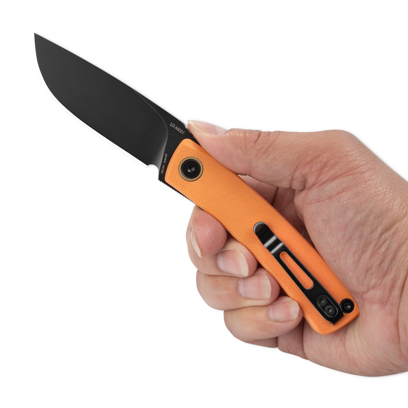 Hand holding SRM Air 105M-GJ EDC knife