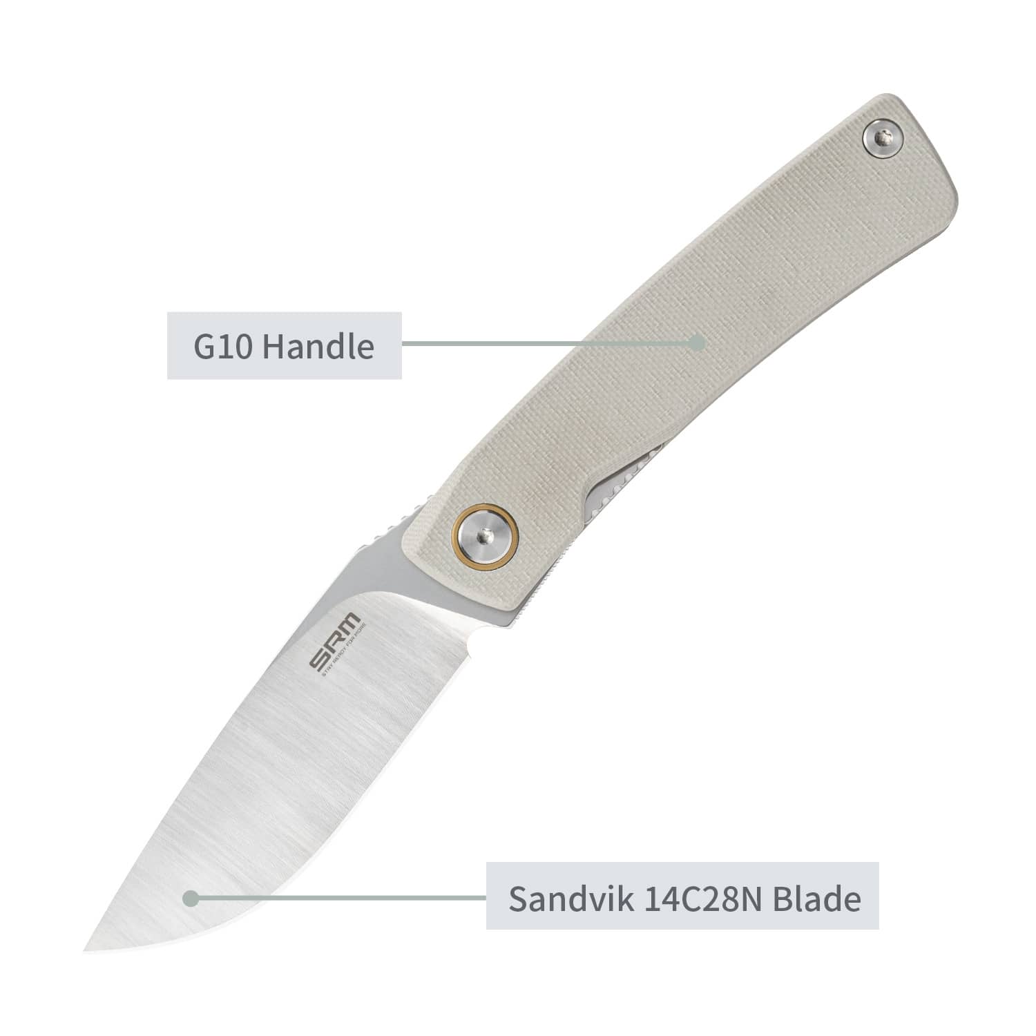 SRM EDC liner lock knife Air 105M-GK | 14C28N blade and grey G10 handle