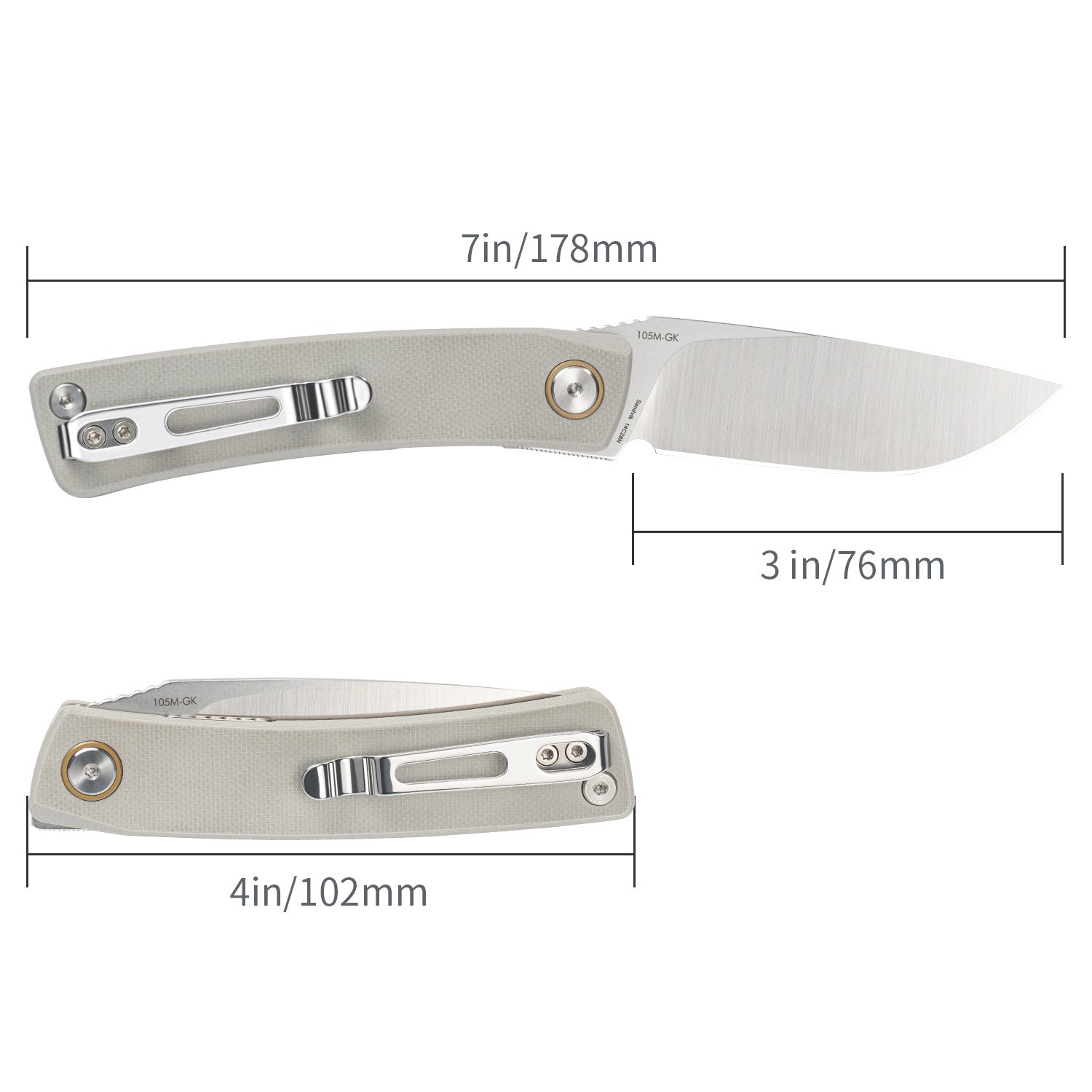 SRM EDC liner lock knife Air 105M-GK | 14C28N blade and grey G10 handle