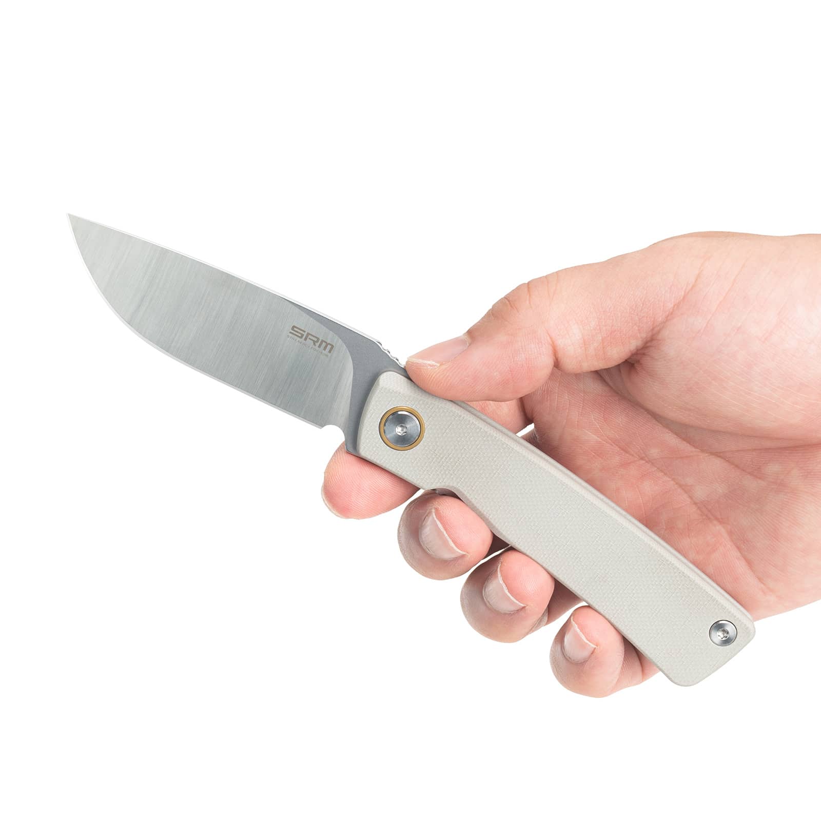 SRM EDC liner lock knife Air 105M-GK | 14C28N blade and grey G10 handle