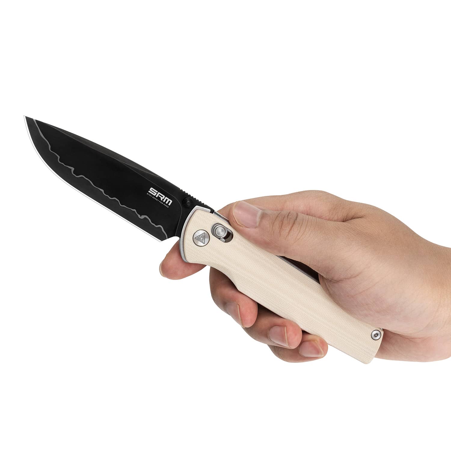 SRM ambi lock edc pocket knife Terrier 258L-GX2 - White & 
Red liner G10 handle