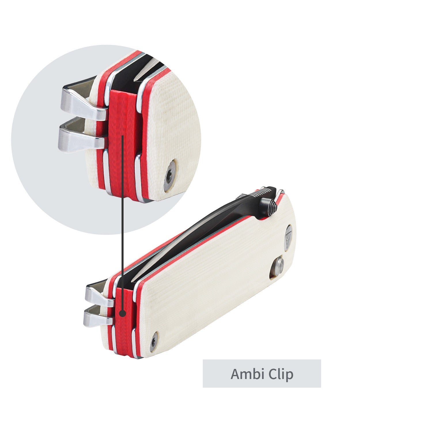 SRM ambi lock edc pocket knife Terrier 258L-GX2 - White & 
Red liner G10 handle