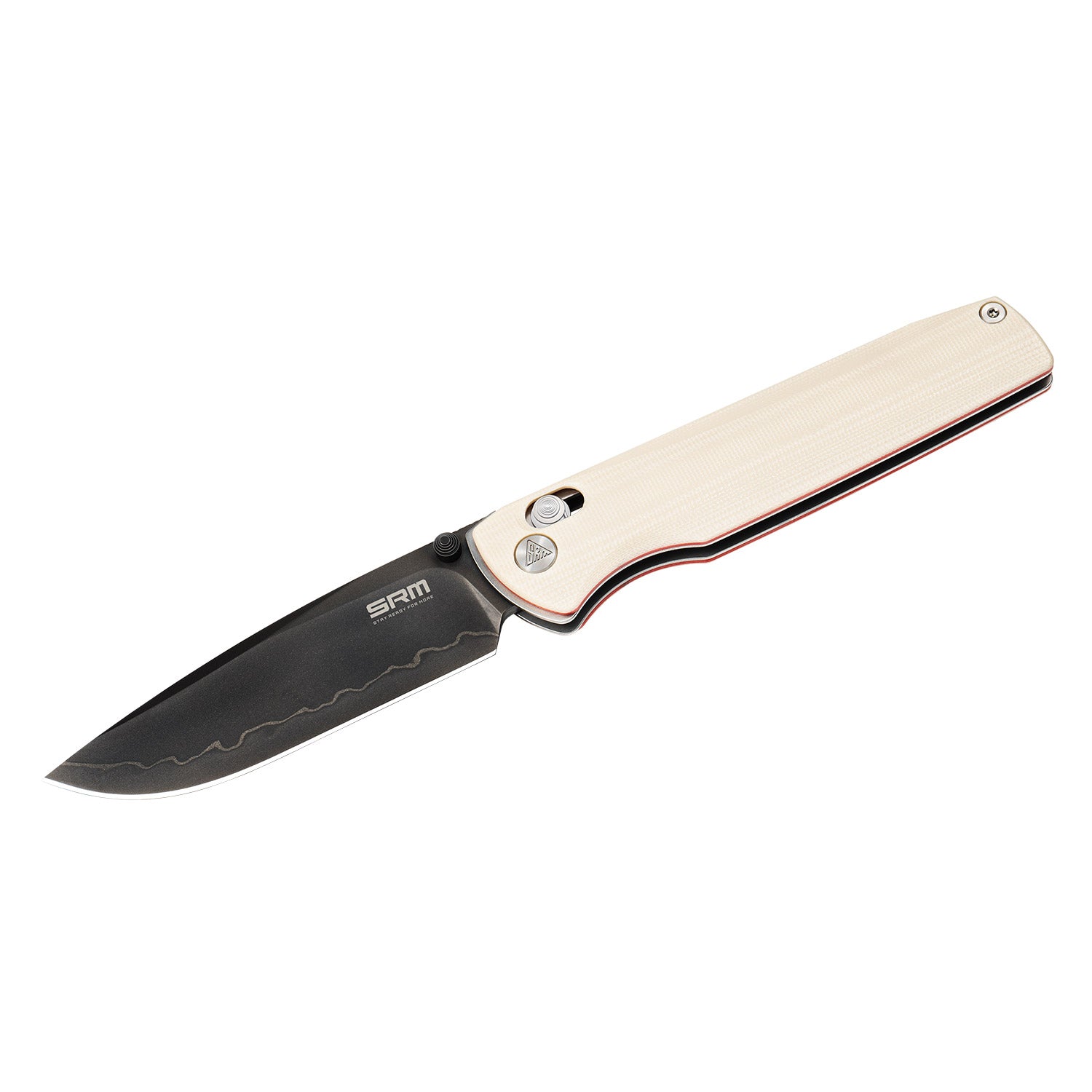 SRM ambi lock edc pocket knife Terrier 258L-GX2 - White & 
Red liner G10 handle