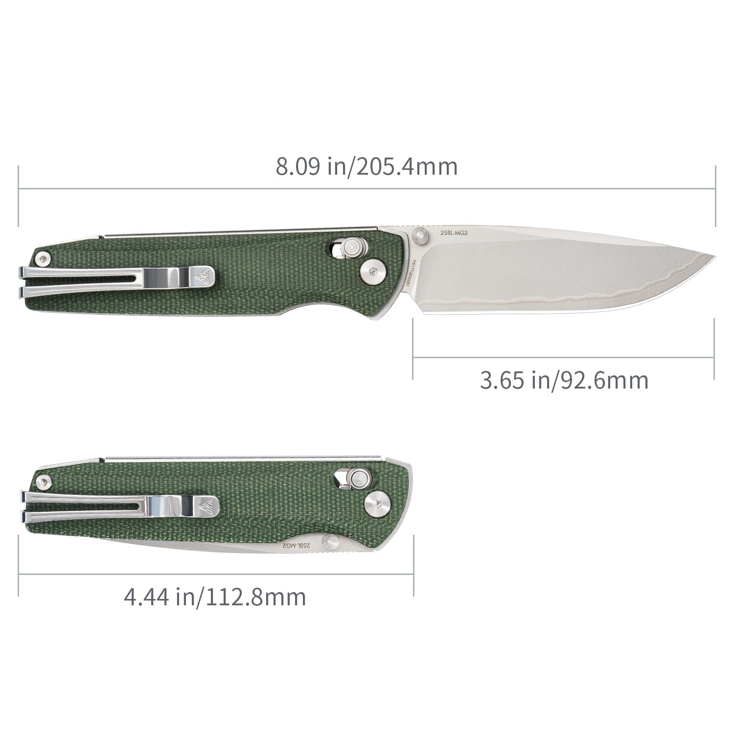 SRM ambi lock edc pocket knife Terrier 258L-MG2 - OD Green Micarta handle