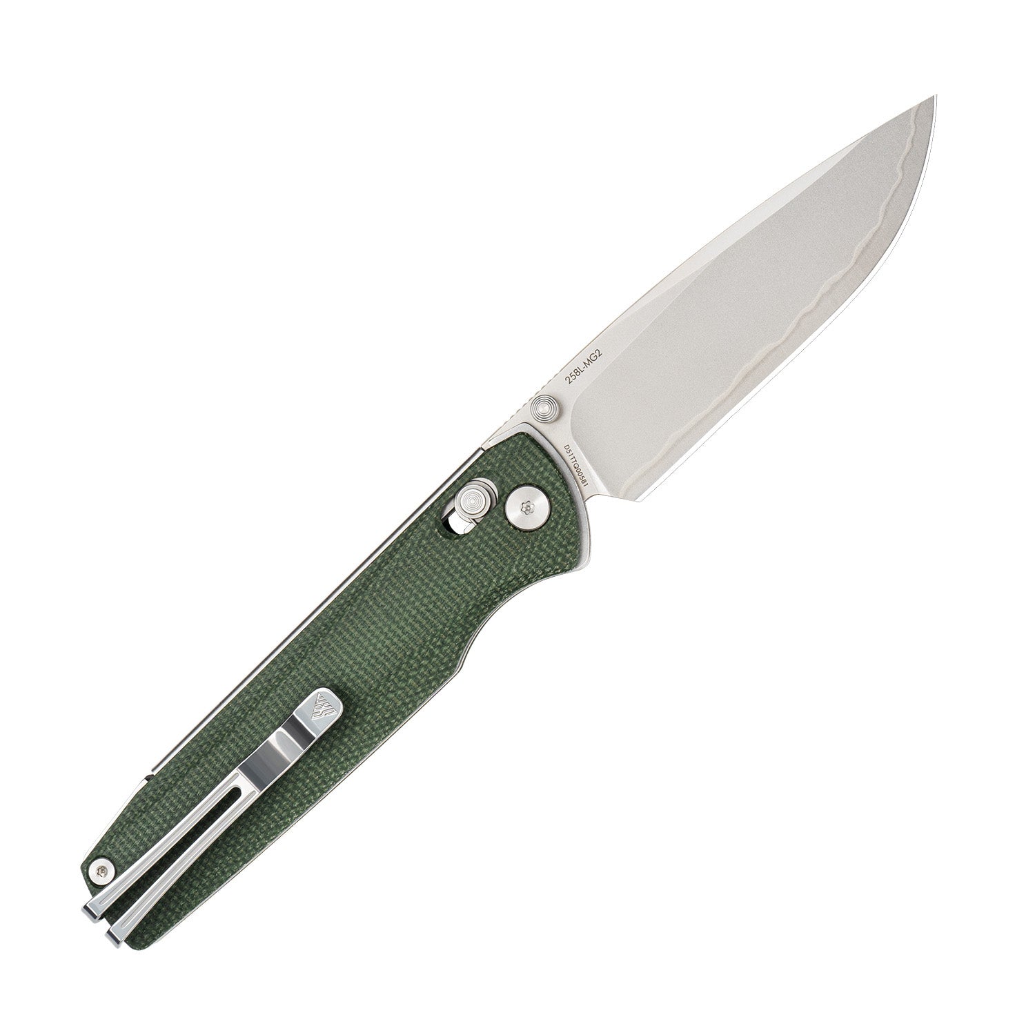 SRM ambi lock edc pocket knife Terrier 258L-MG2 - OD Green Micarta handle