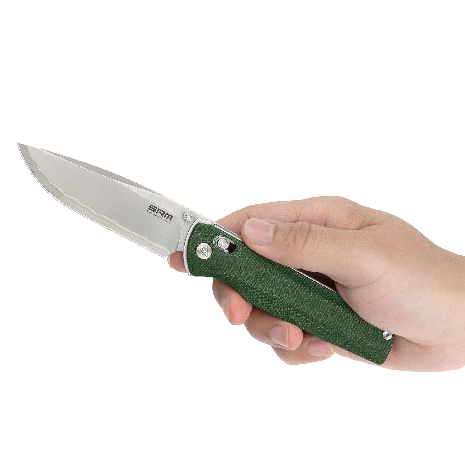 SRM ambi lock edc pocket knife Terrier 258L-MG2 - OD Green Micarta handle