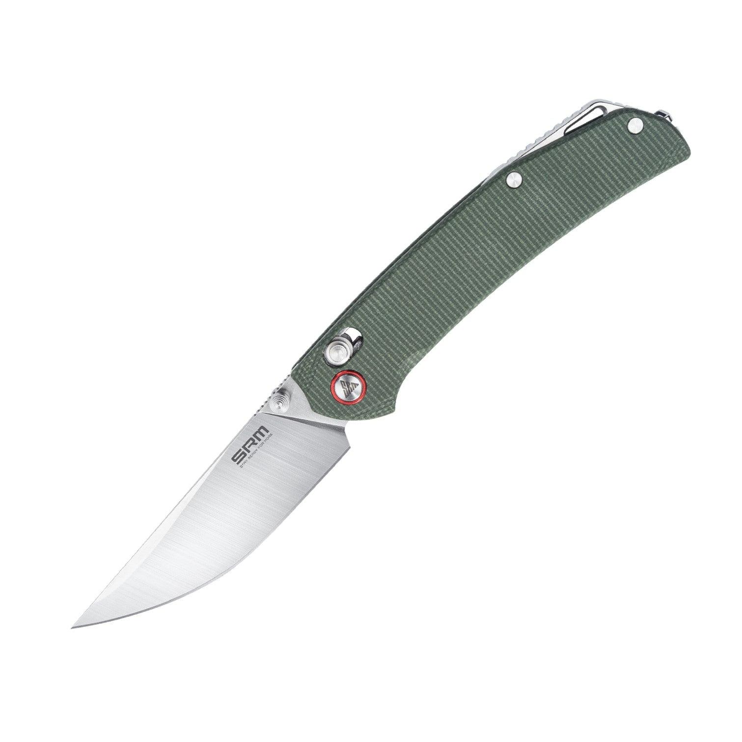SRM EDC knife Asika 411L-MG | 3.46" 14C28N steel blade, green Micarta handle