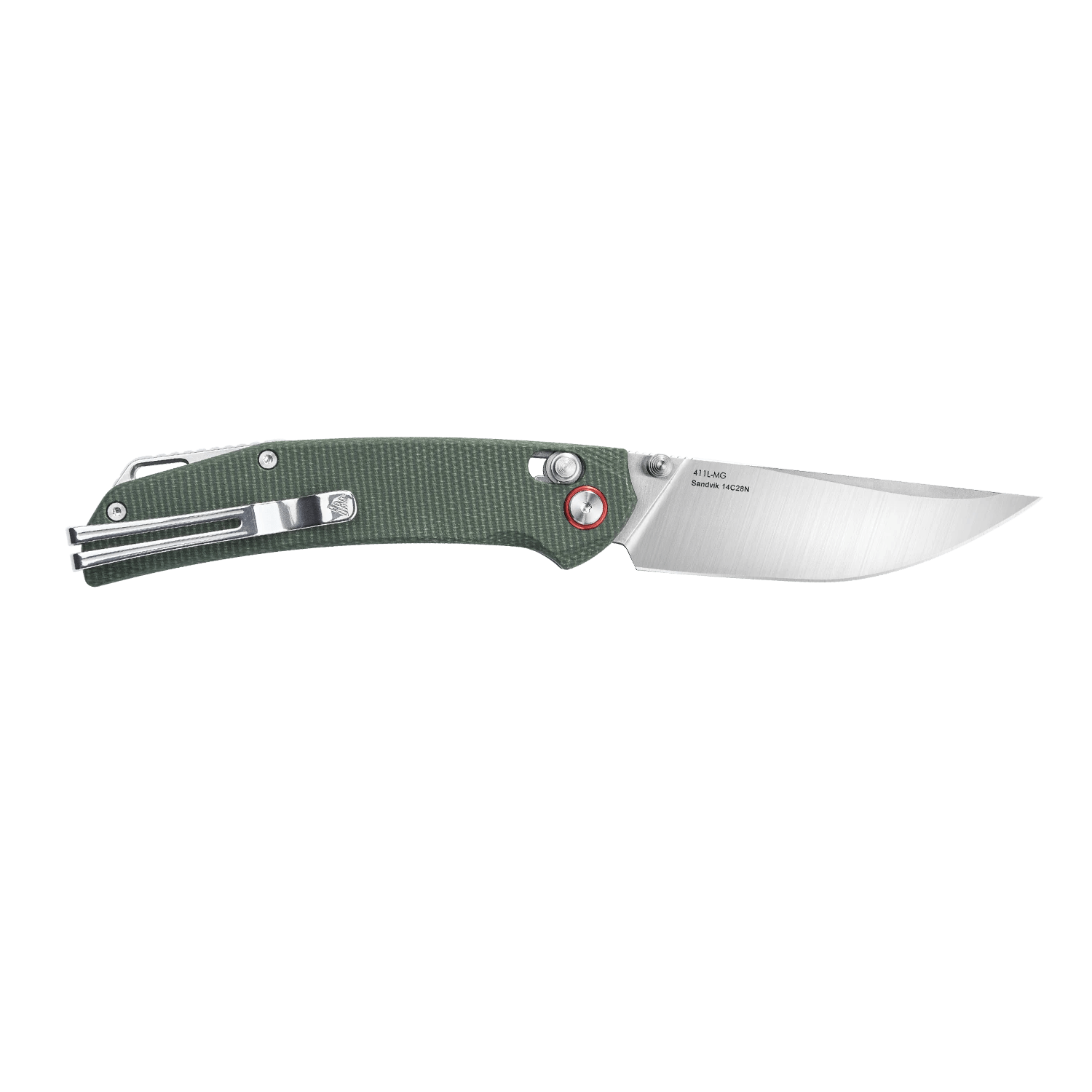 SRM EDC knife Asika 411L-MG | 3.46" 14C28N steel blade, green Micarta handle