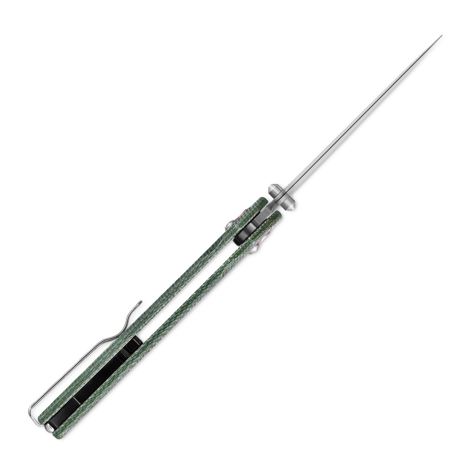 Close-up of the SRM Asika 411L-MG EDC outdoor knife pointed blade
