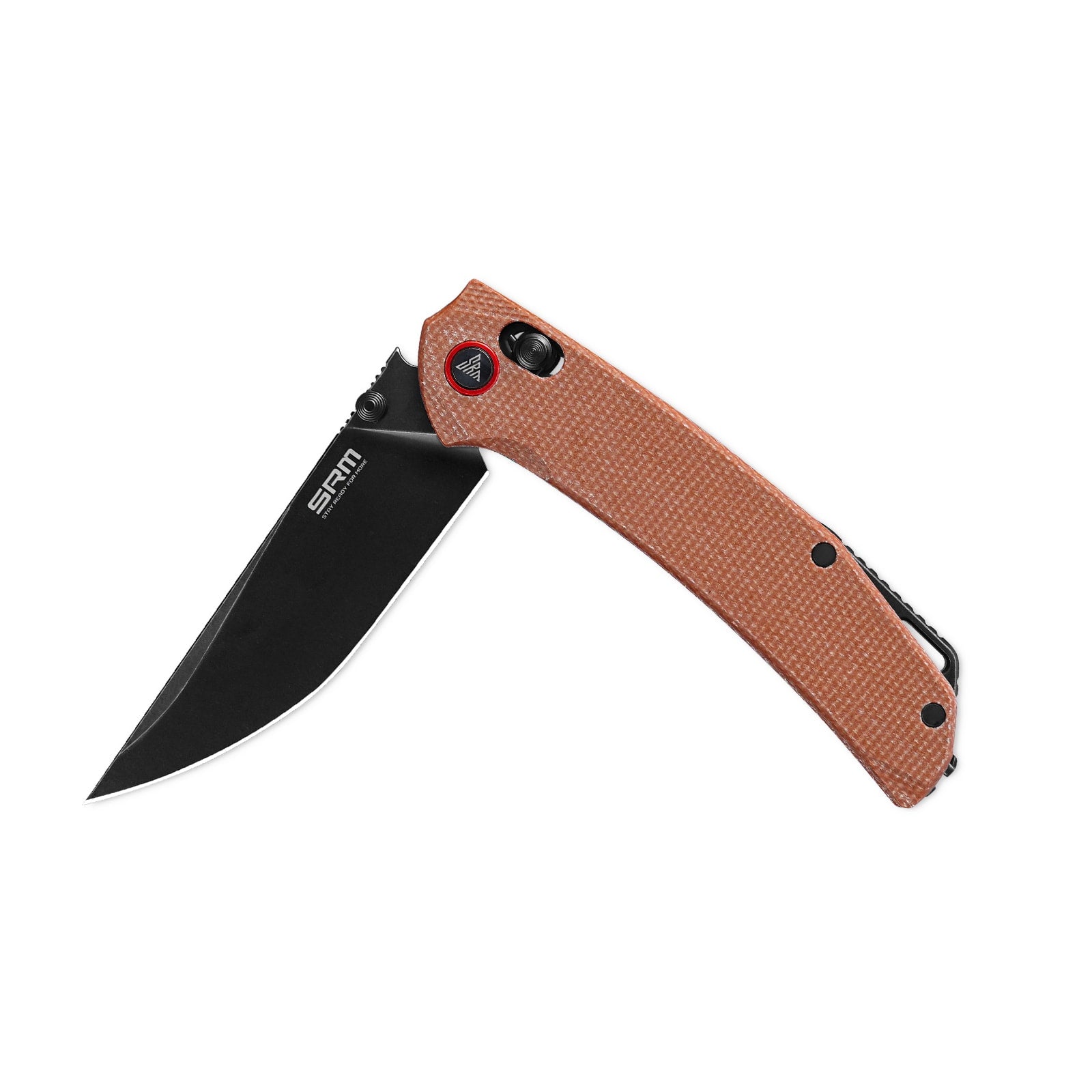 Half-folded state angle of the SRM Asika 411L-MN EDC outdoor knife with blade open