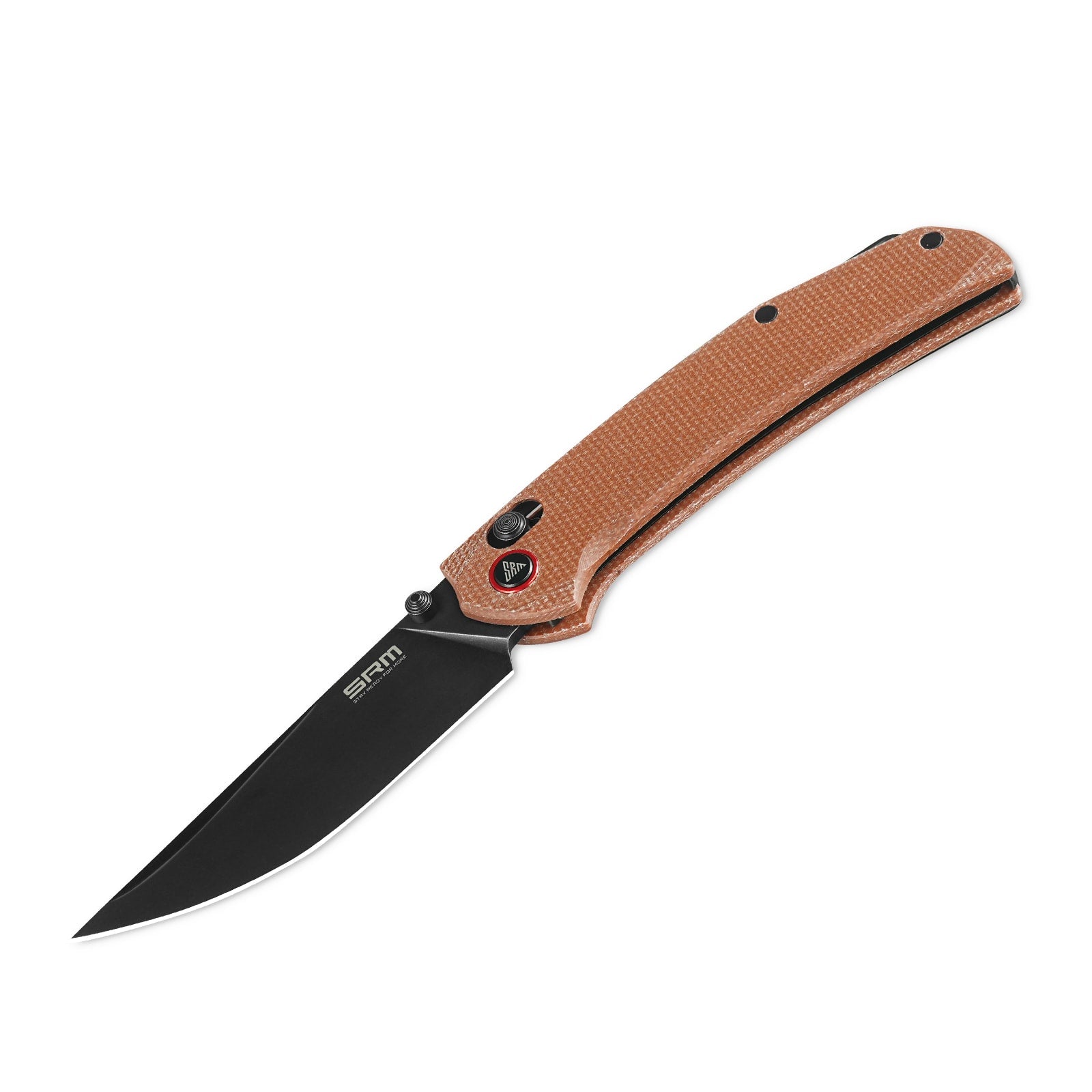 Detailed view of SRM Asika 411L-MN EDC outdoor knife handle and blade