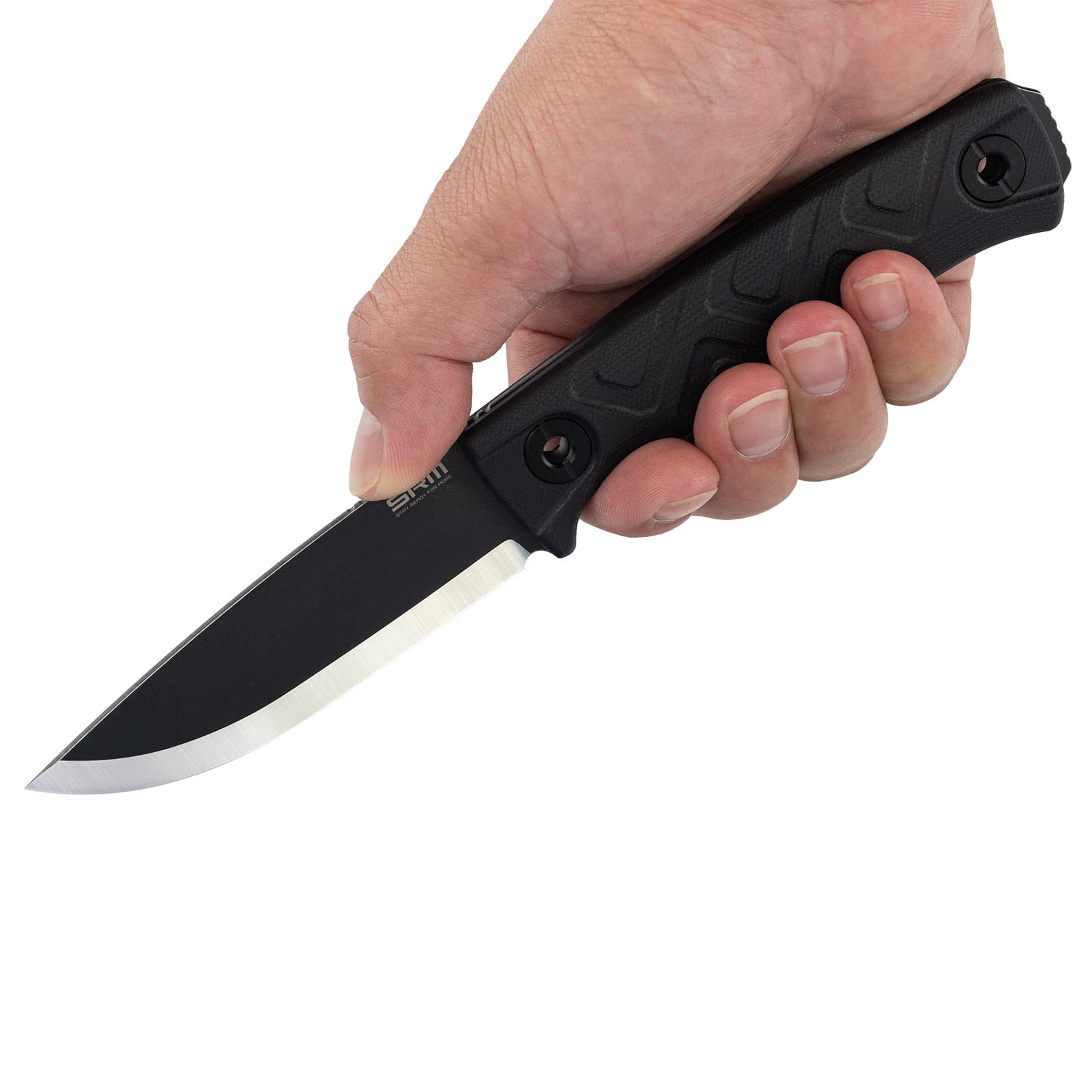 Full tang bushcraft knife - 14C28N steel blade and black G10 handle - SRM Bushcut 702T-GB