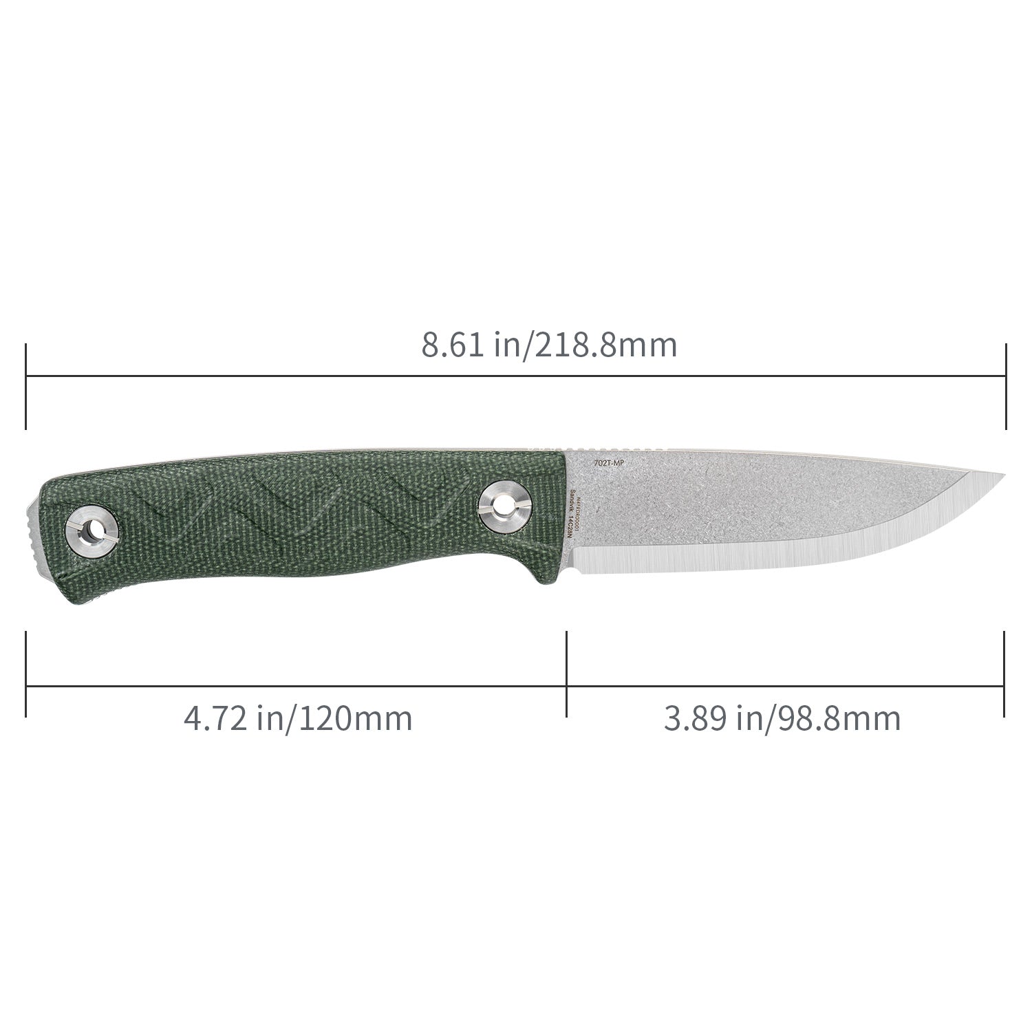 SRM edc fixed blade knife Bushcut 702T-MP | Full tang bushcraft knife
