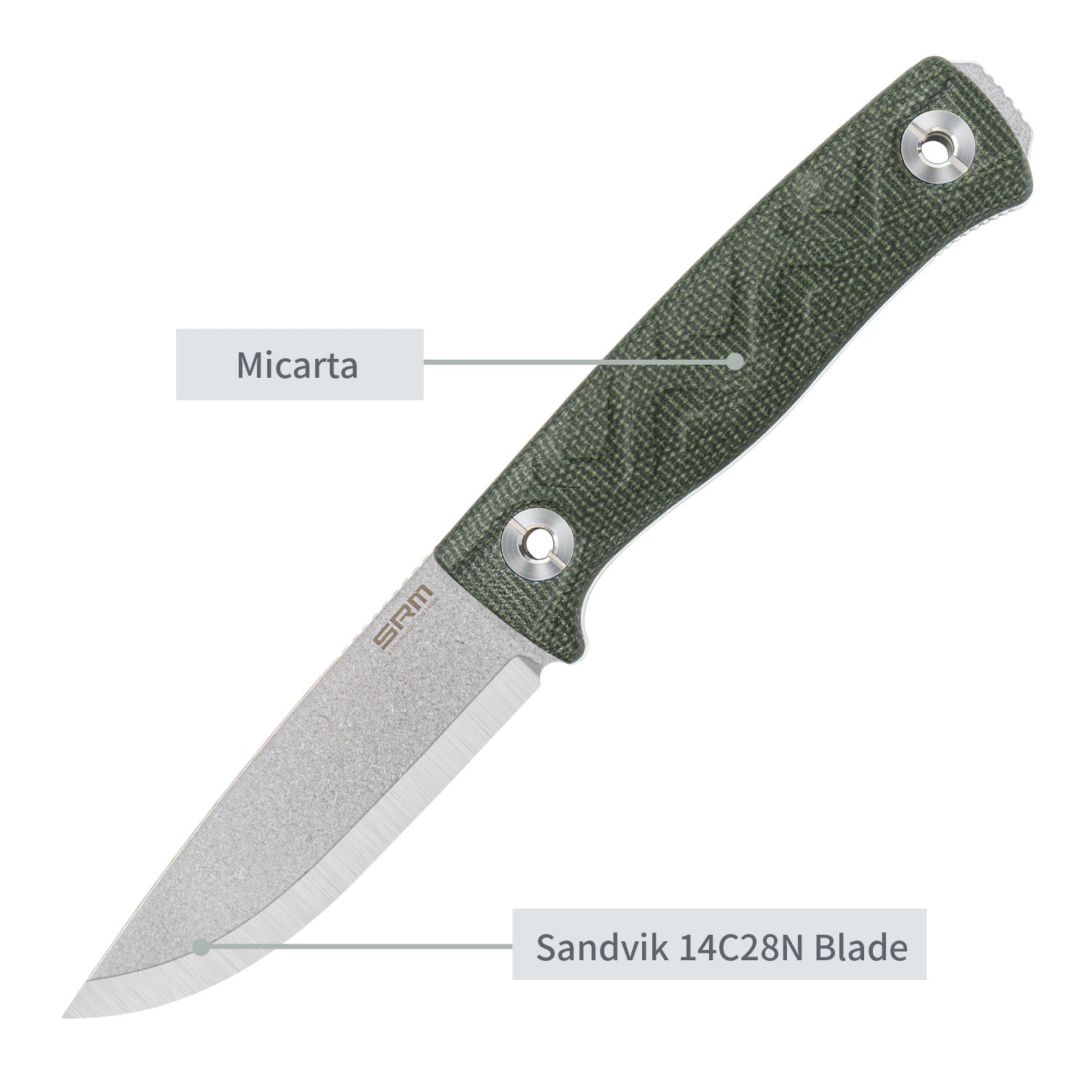 SRM edc fixed blade knife Bushcut 702T-MP | Full tang bushcraft knife