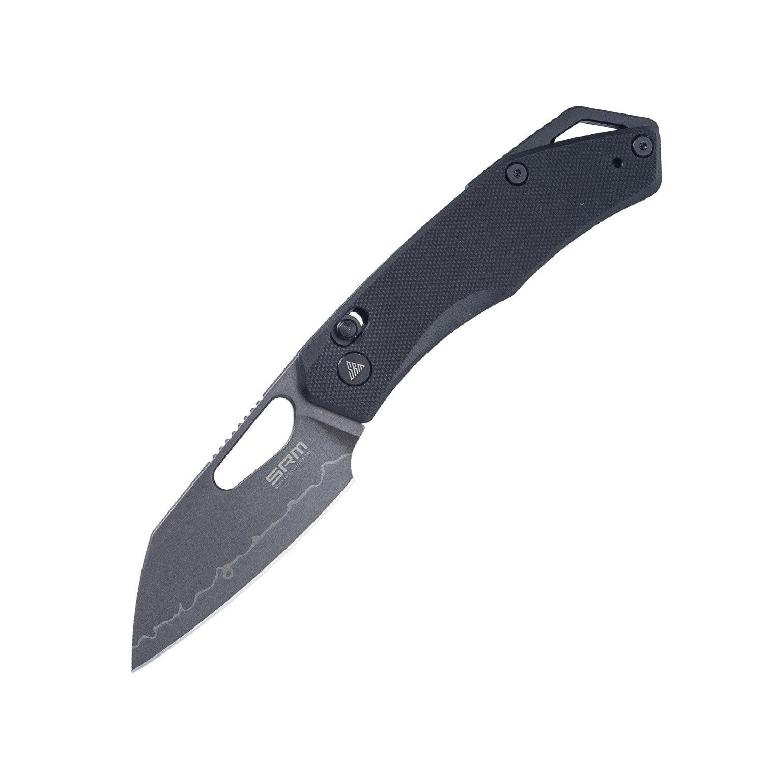 SRM folding hunting knife Cub 261M-GB2 | Laminated 140Cr steel wharncliffe blade, black G10 handle