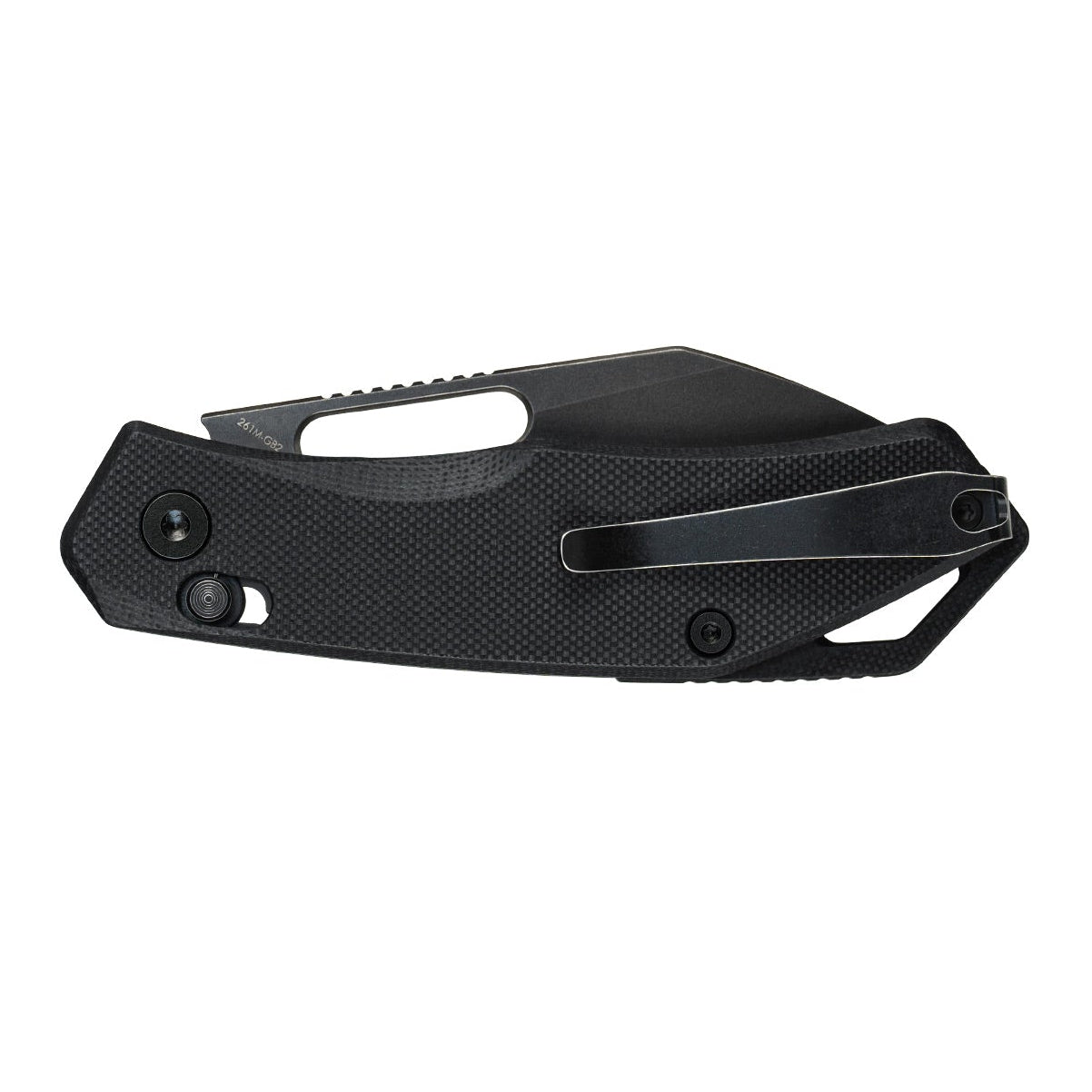 Close-up of SRM Cub 261M-GB2 folding hunting knife handle