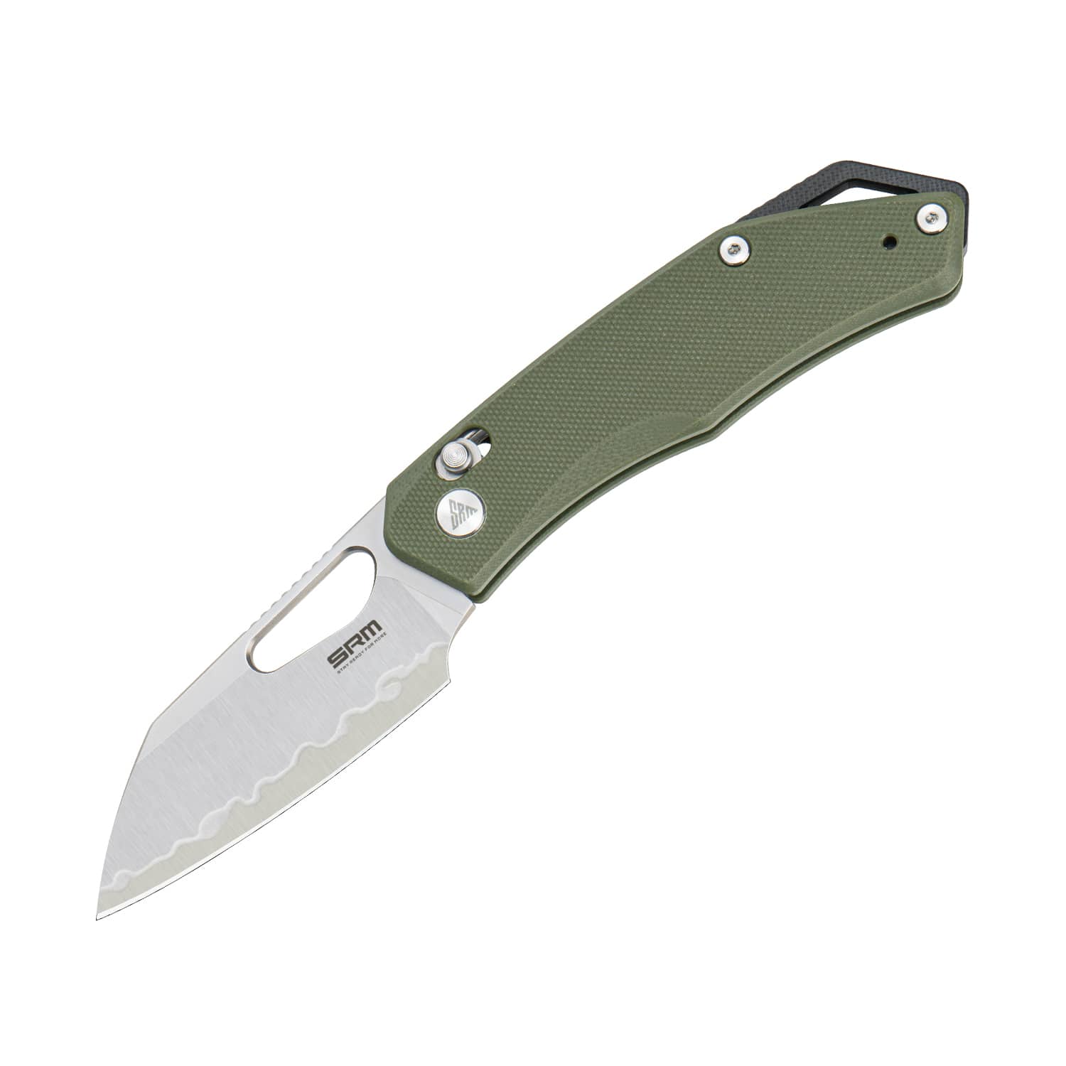 SRM folding hunting knife Cub 261M-GP2 | Green G10 handle with lanyard hole