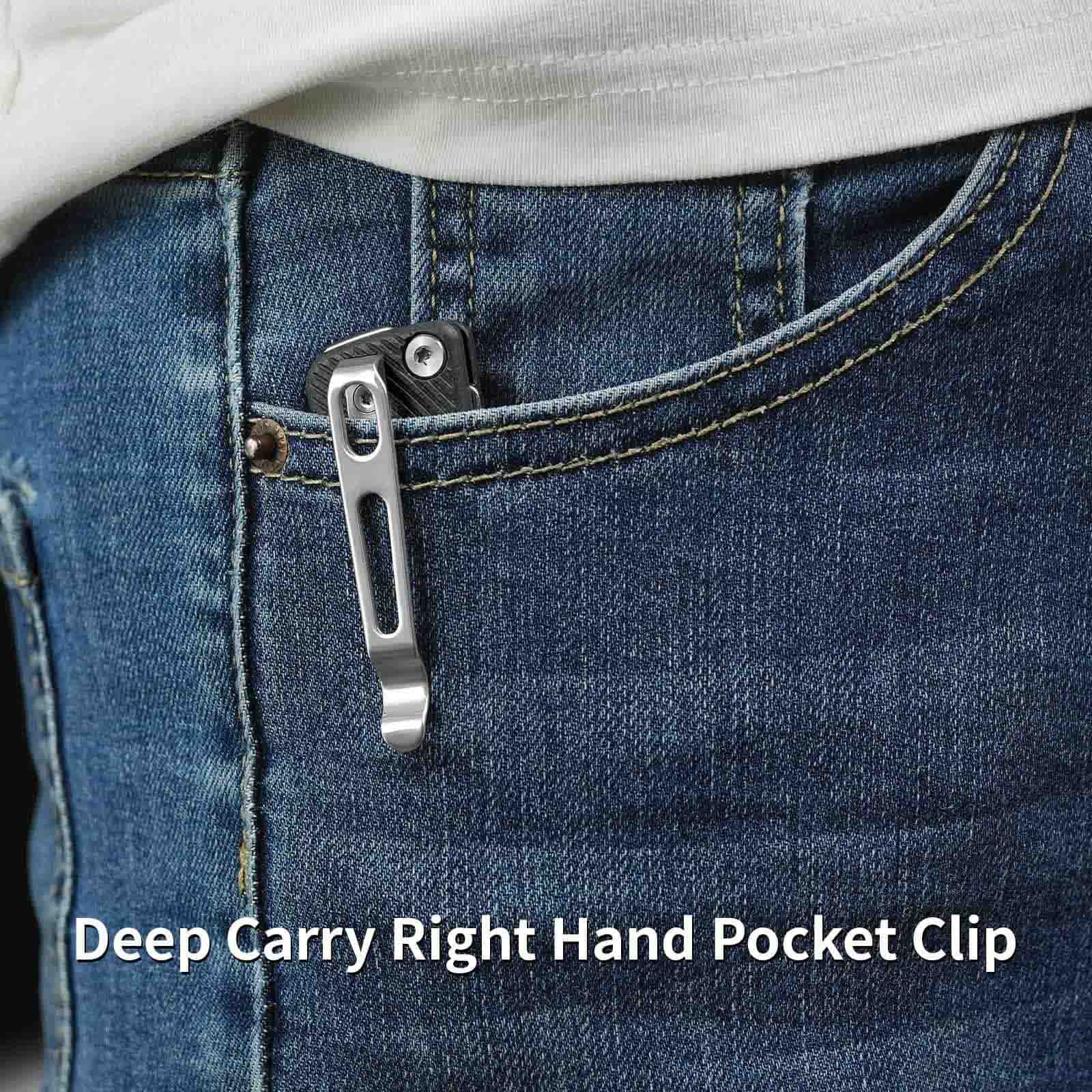 Close-up of SRM Dome 106M-GK slip joint knife right-hand pocket clip