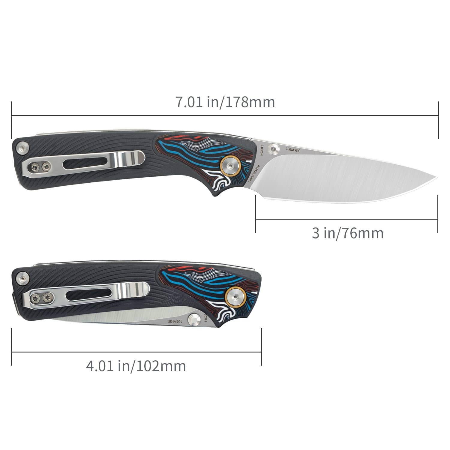 SRM EDC slip joint knife Dome 106M-GK | 14C28N steel blade and G10 handle