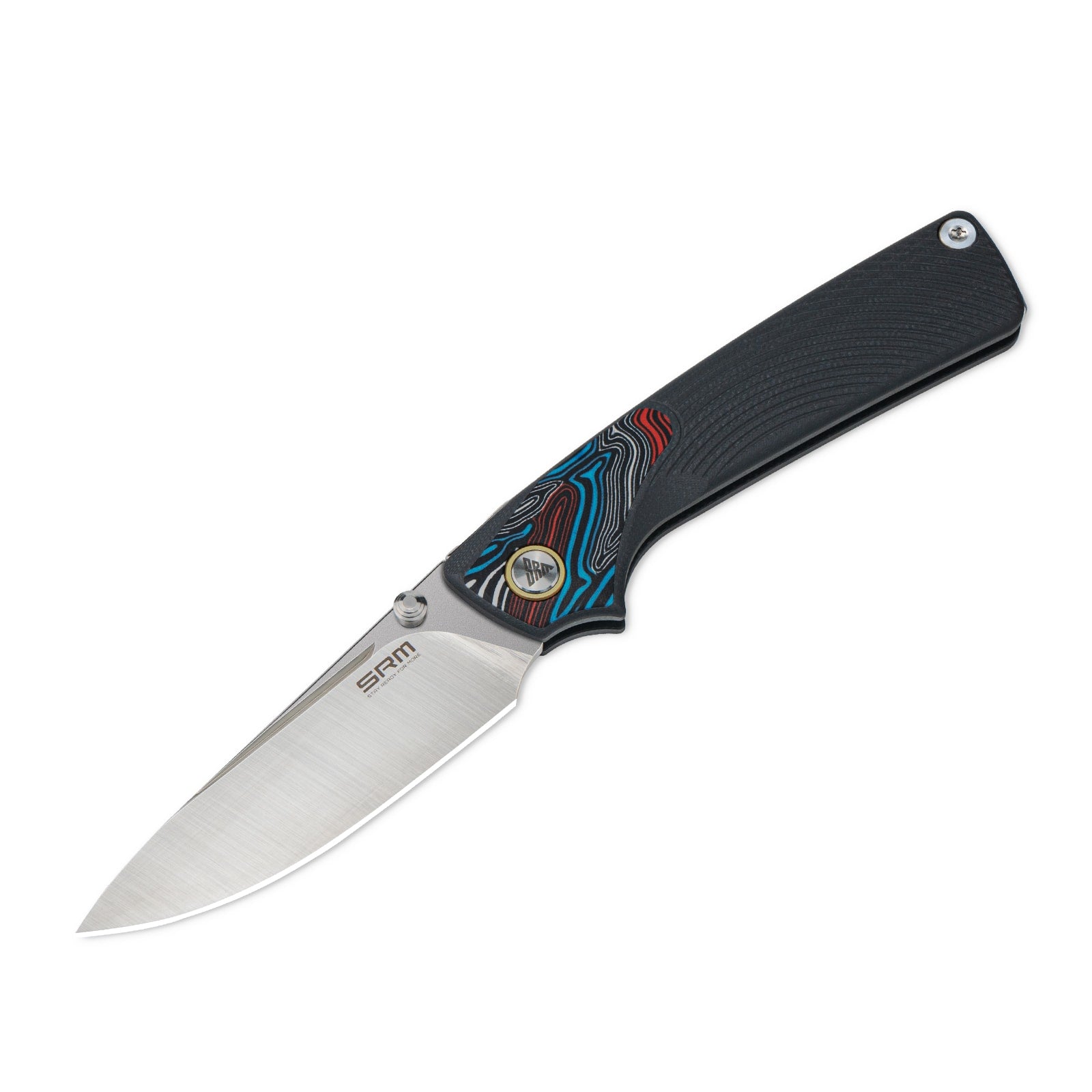Detailed view of SRM Dome 106M-GK slip joint knife handle and blade