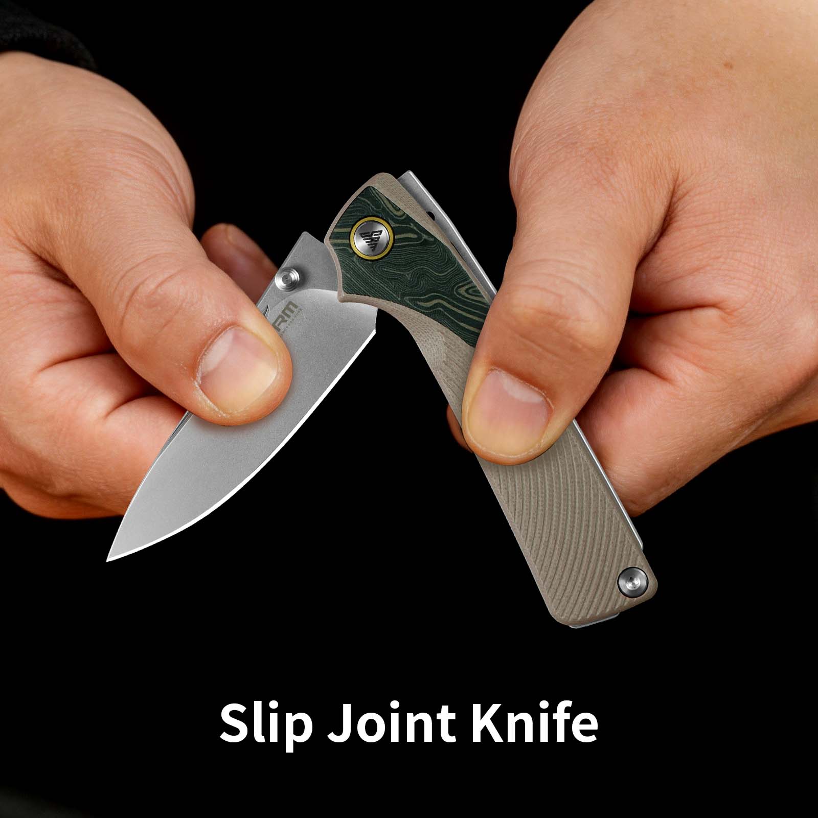 Open the SRM Dome 106M-GW slip joint knife with both hands
