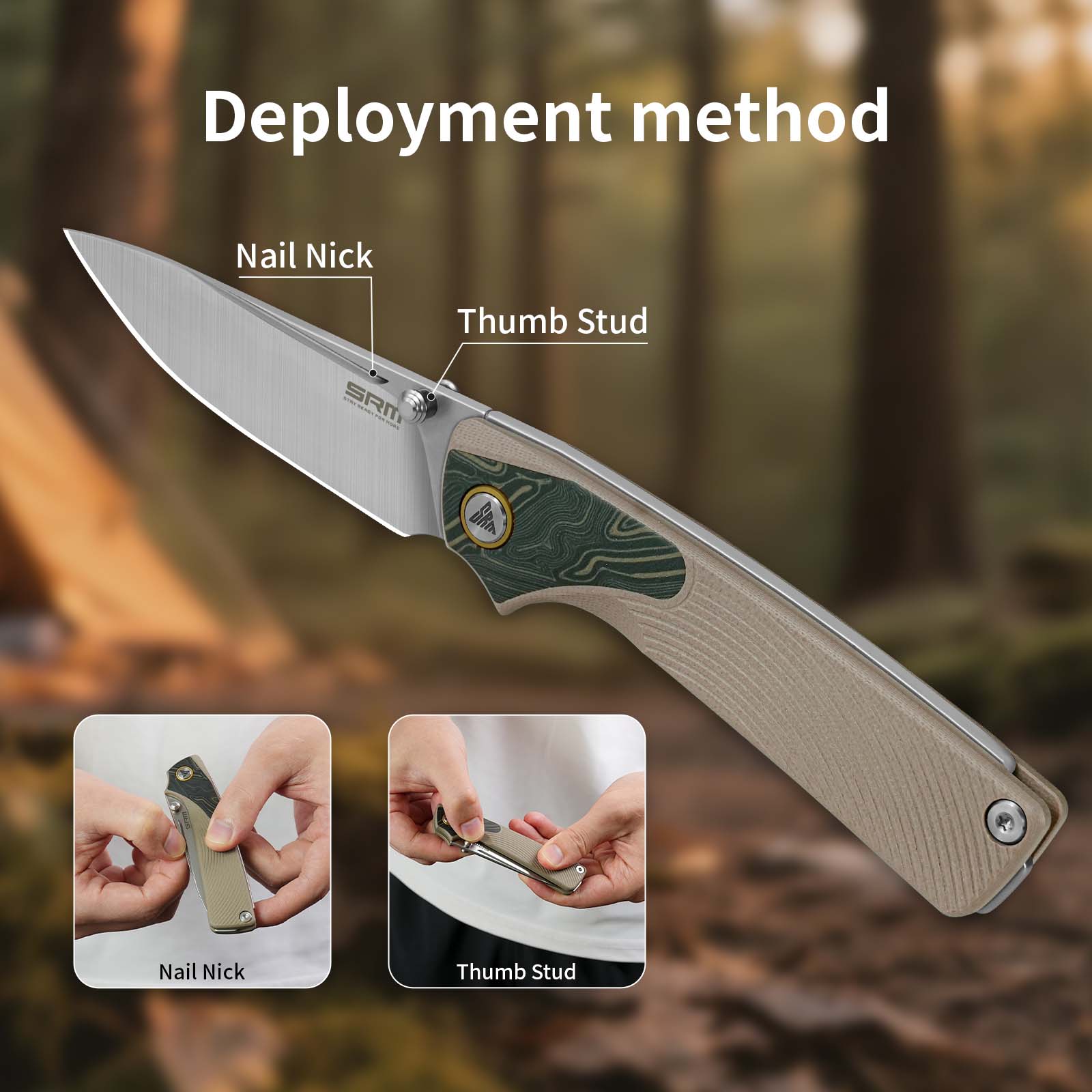 Two methods for deploying the SRM Dome 106M-GW slip joint knife