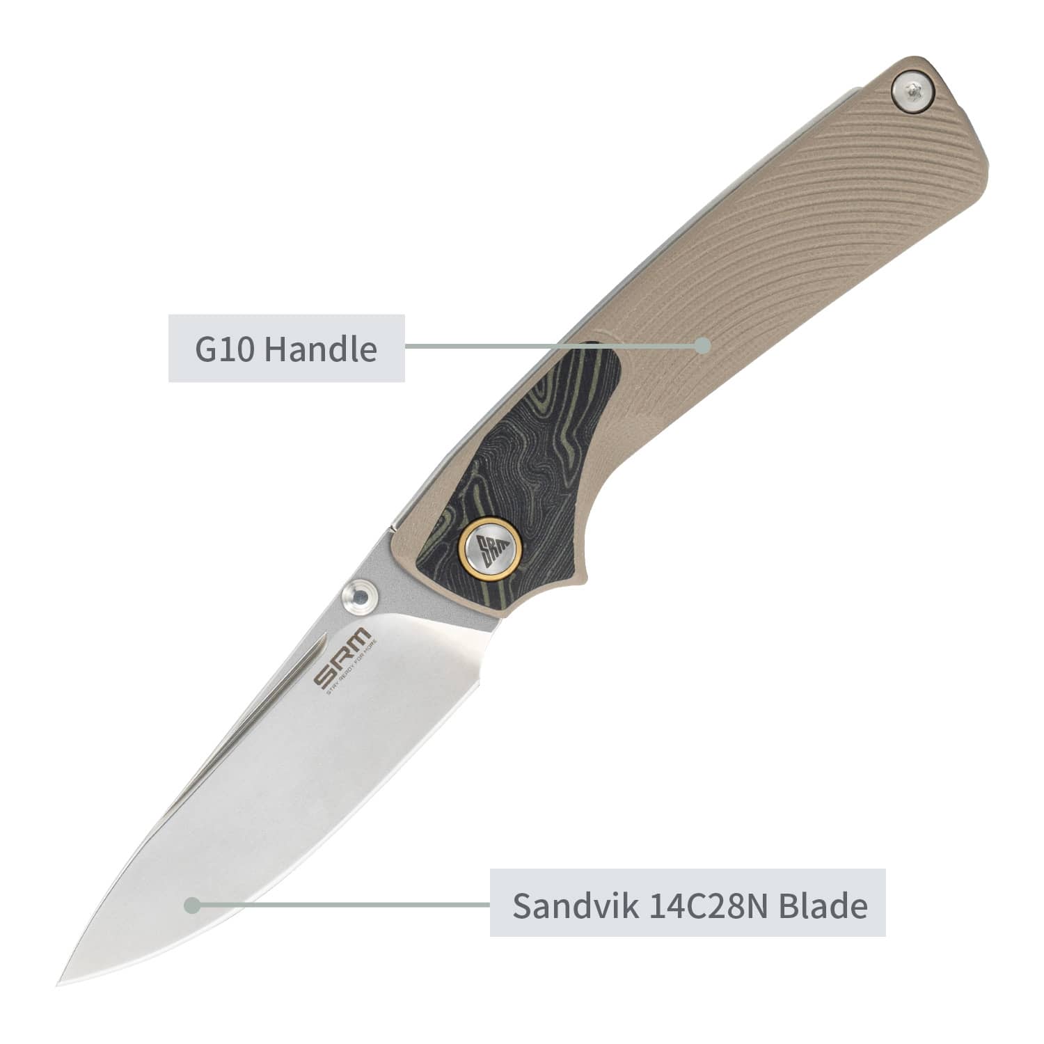 SRM EDC slip joint knife Dome 106M-GW | 14C28N steel blade and G10 handle