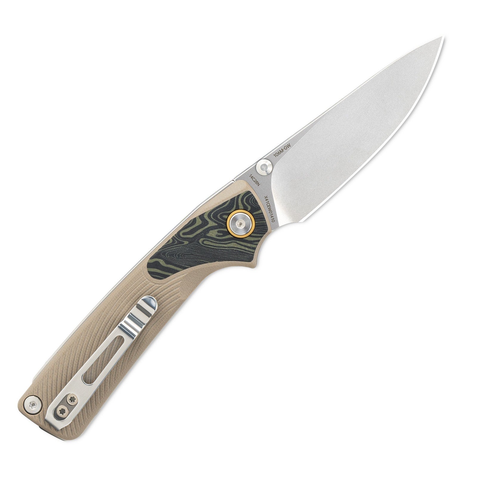 Side view of SRM Dome 106M-GW slip joint knife with blade deployed