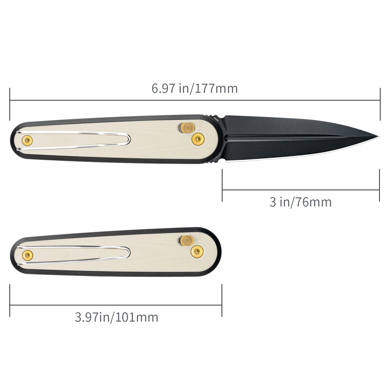 SRM EDC pocket knife 251MB-GT2 | N690 dagger blade and white G10 handle