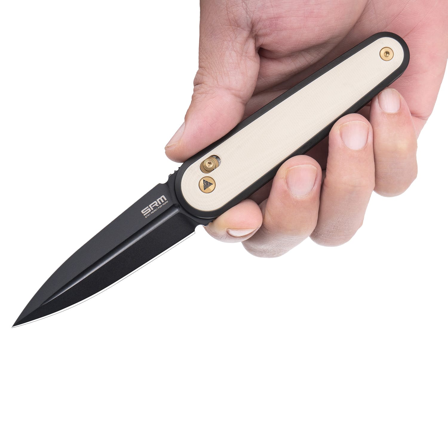 SRM EDC pocket knife 251MB-GT2 | N690 dagger blade and white G10 handle