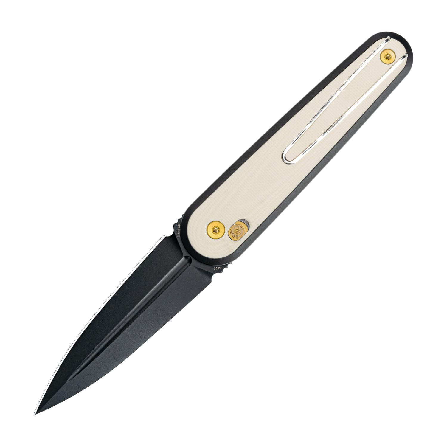 SRM EDC pocket knife 251MB-GT2 | N690 dagger blade and white G10 handle