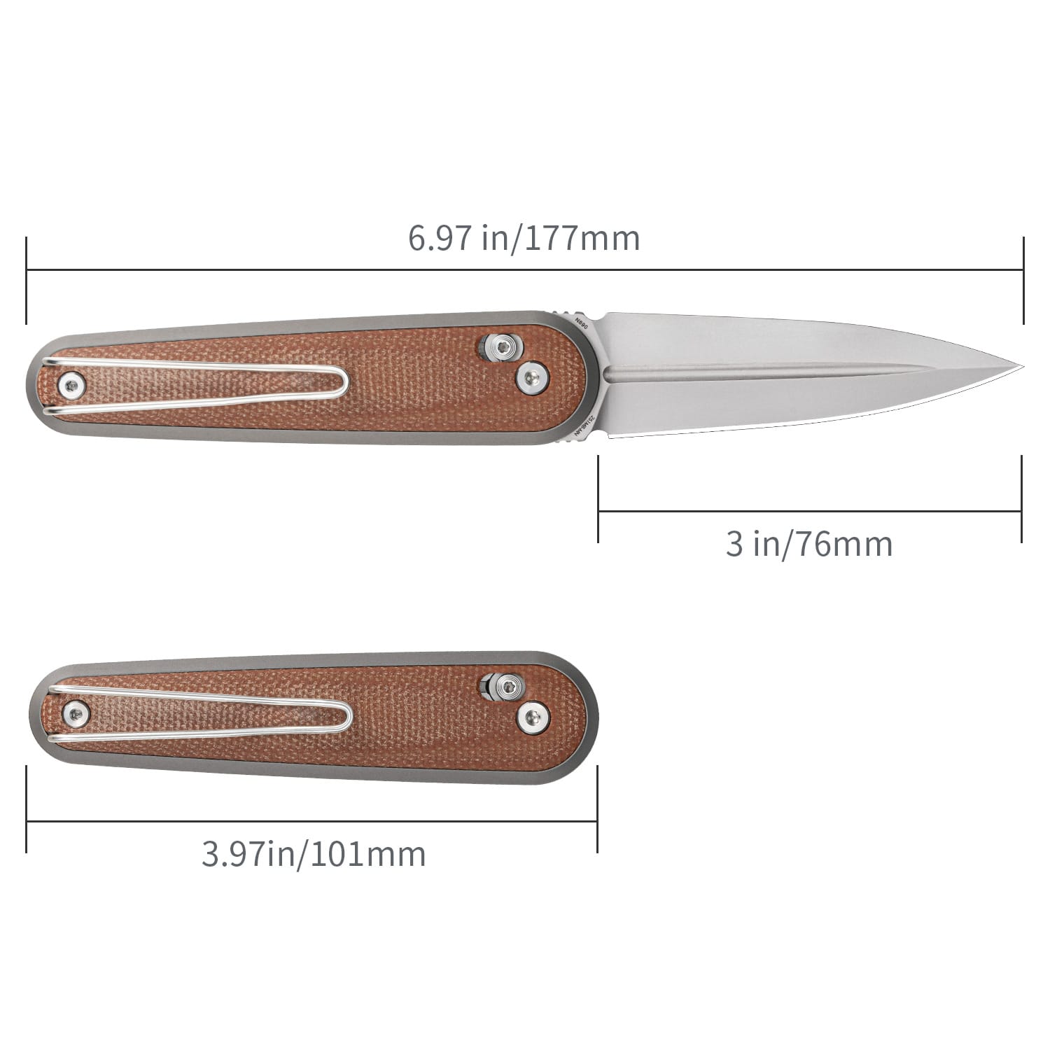 SRM EDC pocket knife 251MB-MN | N690 dagger blade and brown Micarta handle