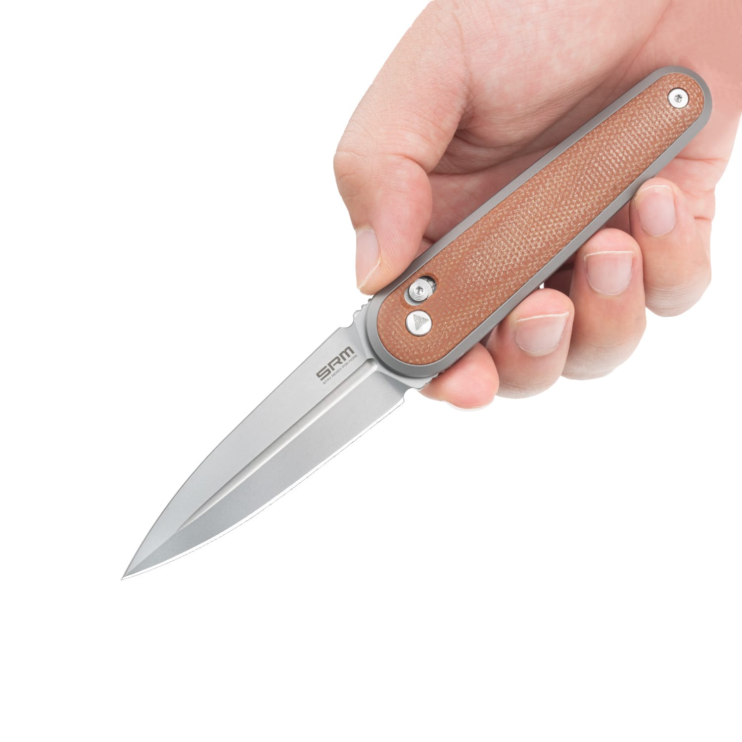 SRM EDC pocket knife 251MB-MN | N690 dagger blade and brown Micarta handle