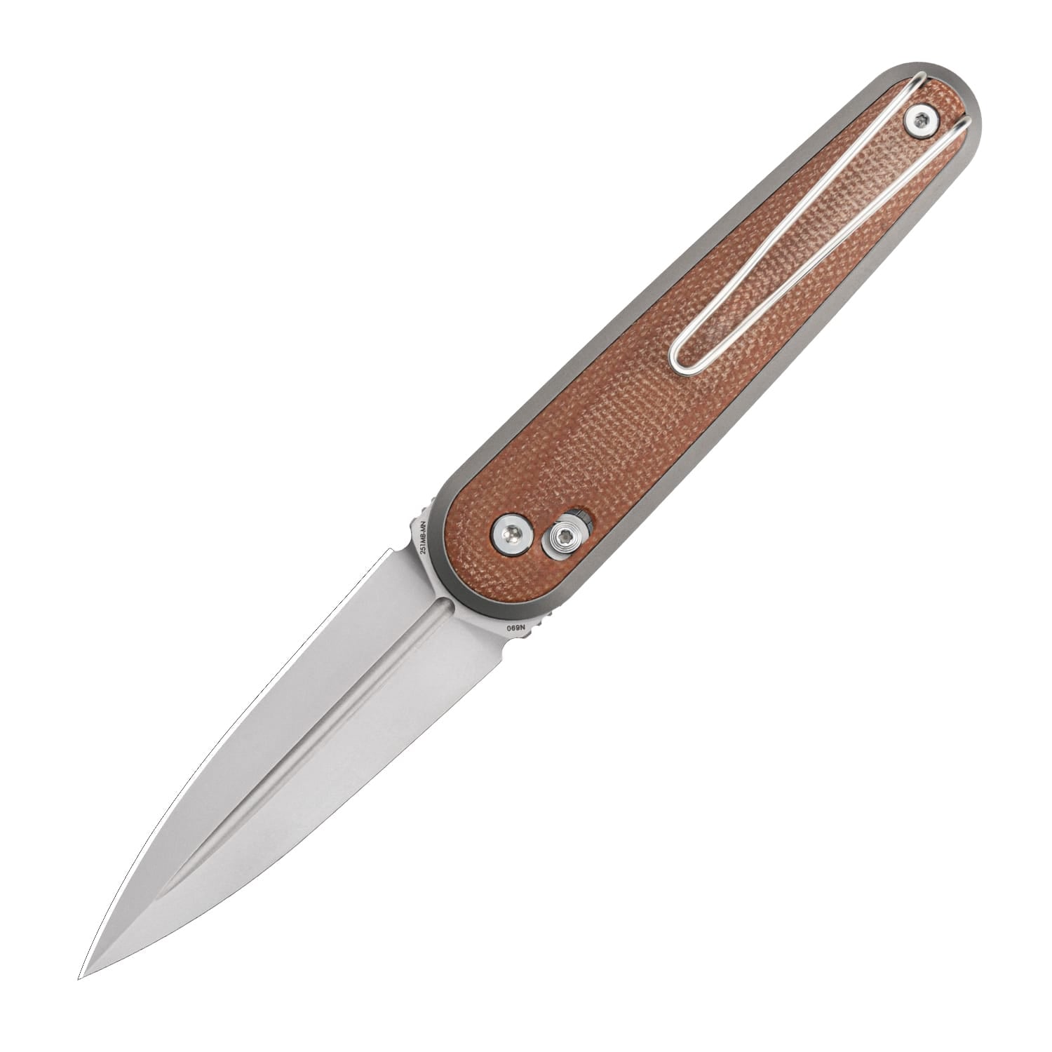 SRM EDC pocket knife 251MB-MN | N690 dagger blade and brown Micarta handle