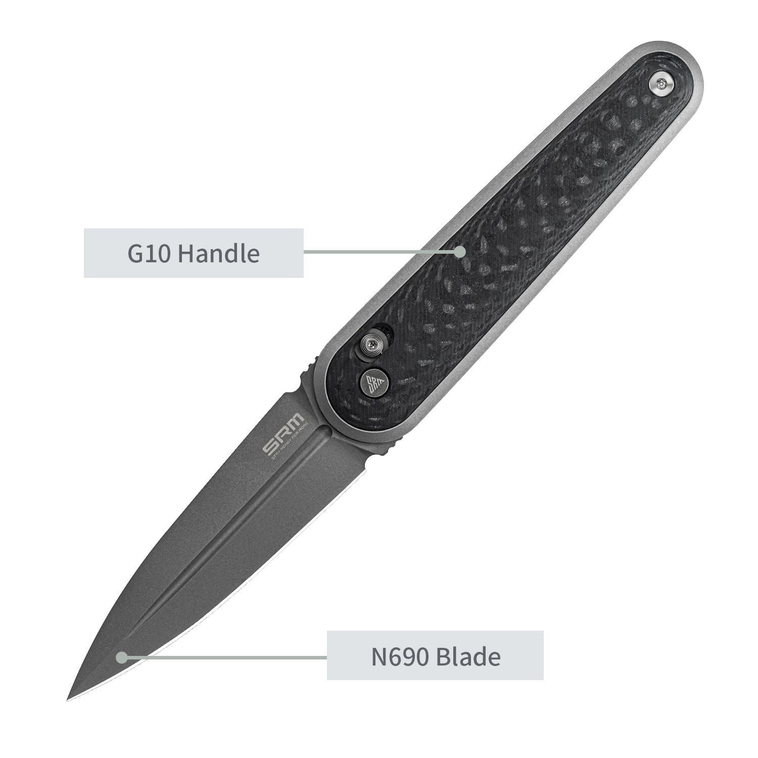 SRM dagger pocket knife 251MB-GB | N690 blade and black G10 handle