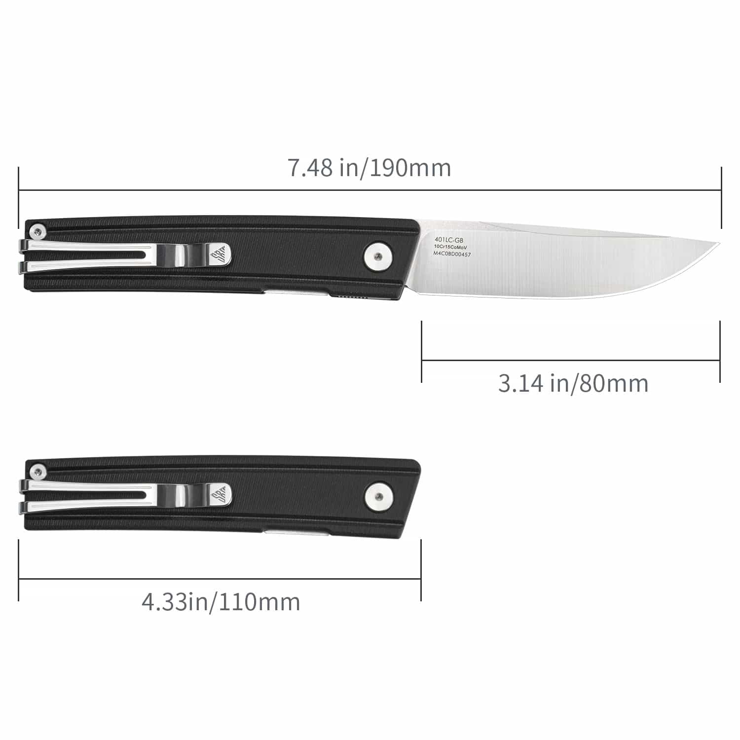SRM EDC pocket knife Gent 401LC-GB | Black G10 handle