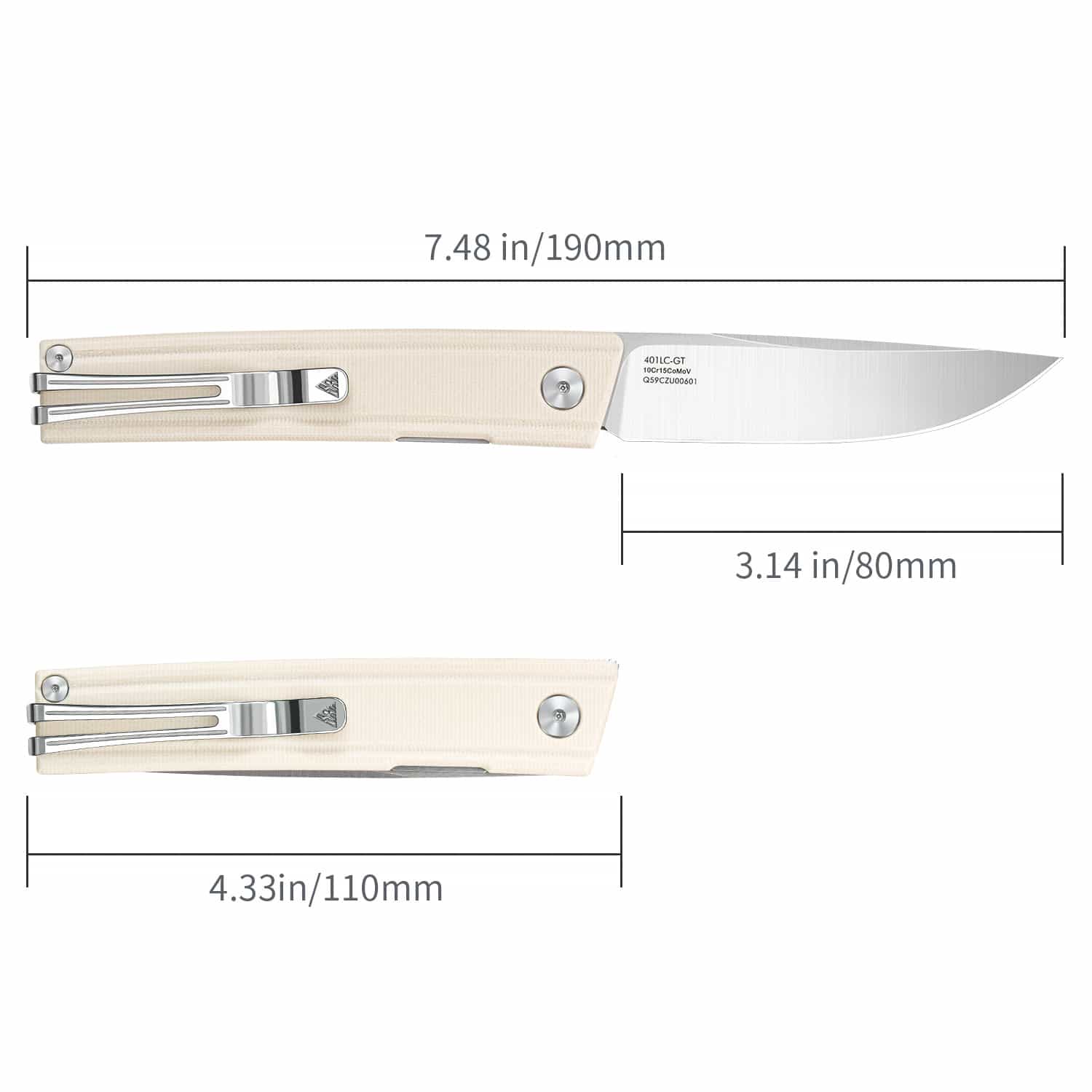 SRM EDC pocket knife Gent 401LC-GT | White G10 handle