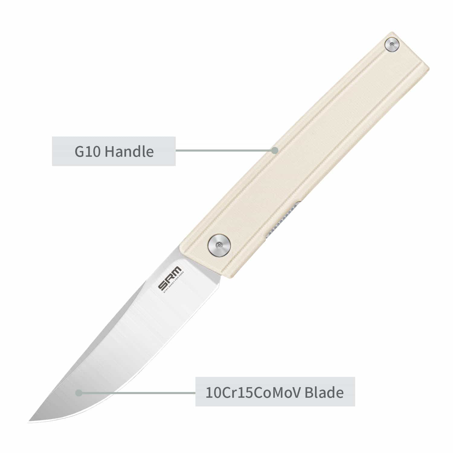 SRM EDC pocket knife Gent 401LC-GT | White G10 handle