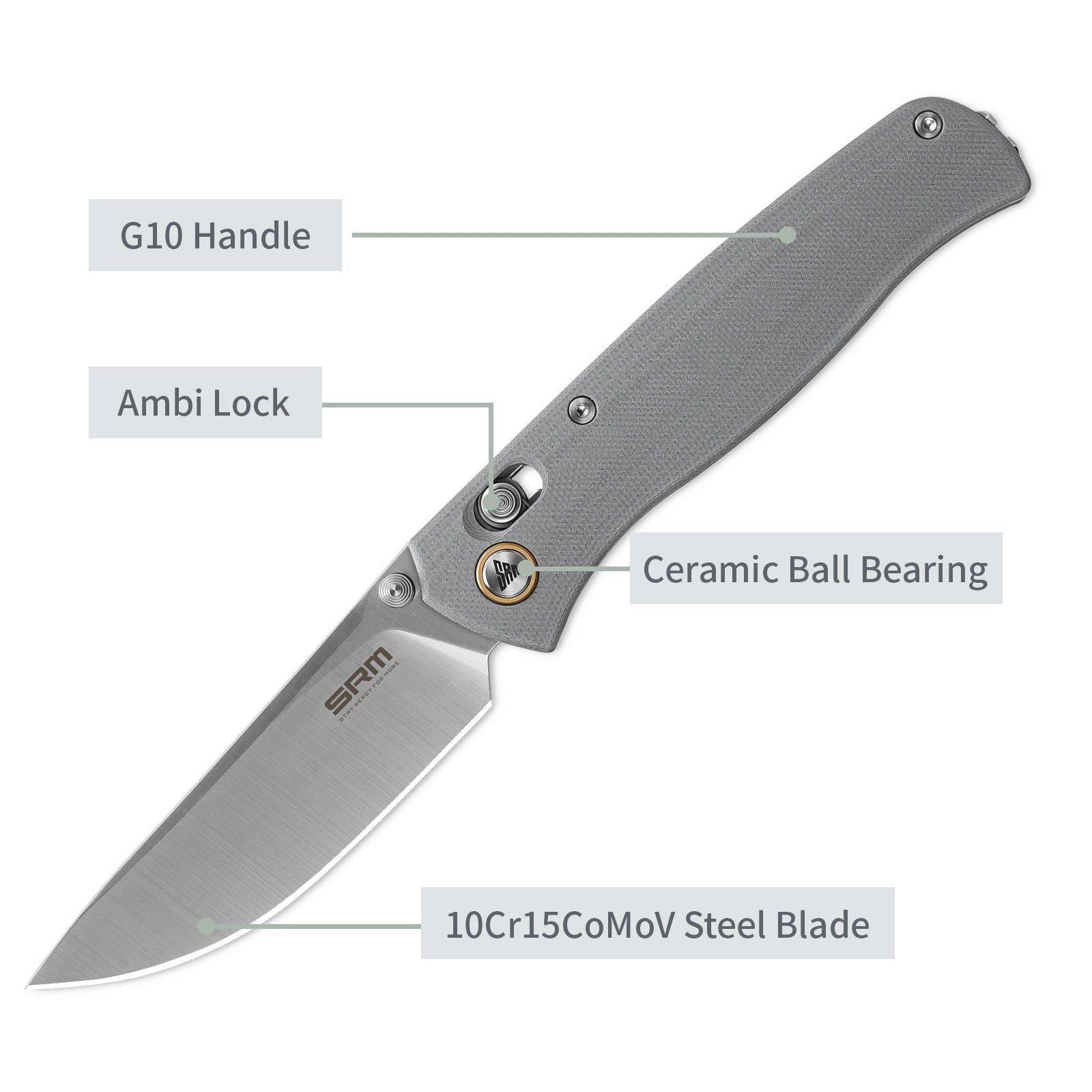 SRM Medal 255L-GK2 (3.2” 10Cr Blade, G10 Handle)